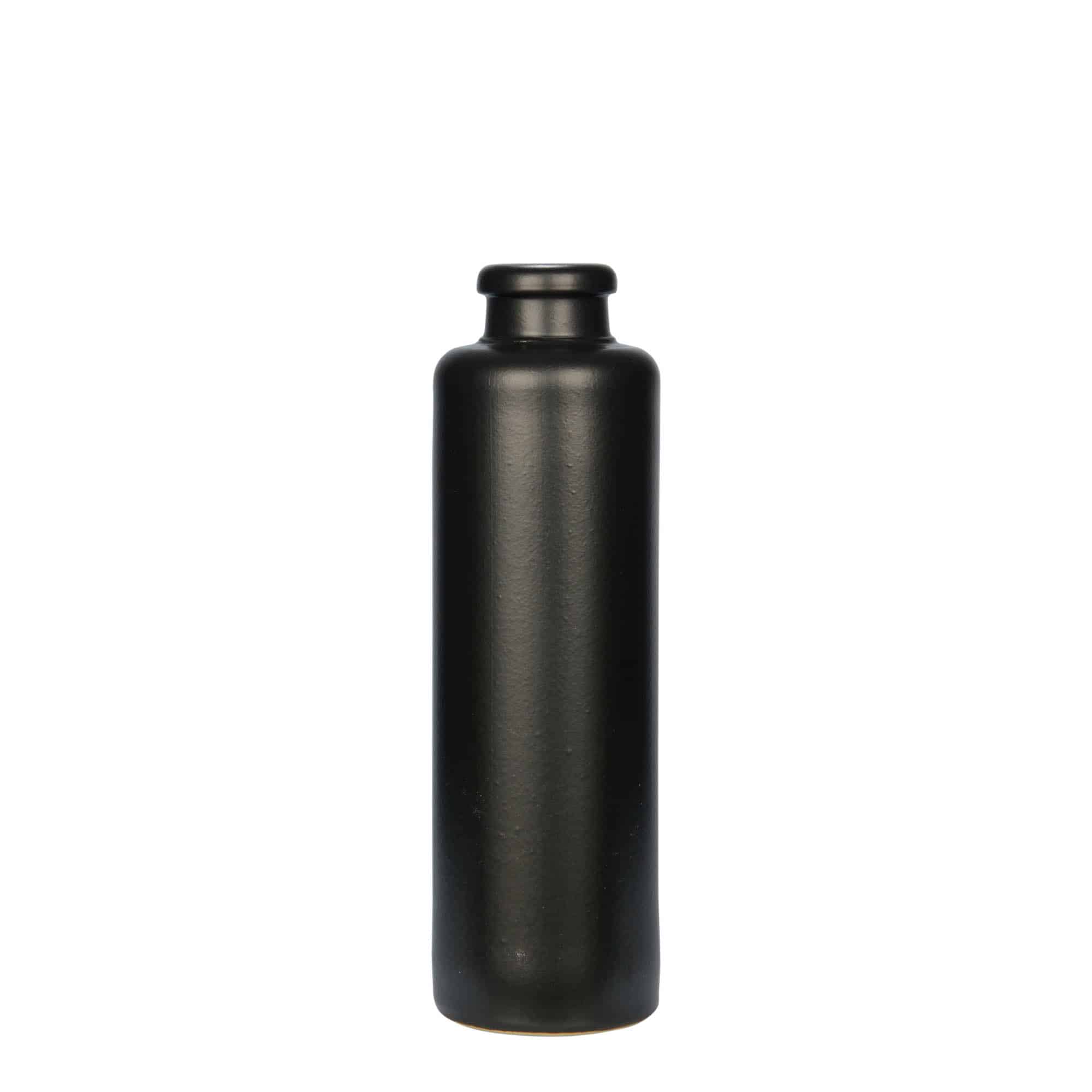 200 ml lerkrus, stengods, svart, mynning: kork