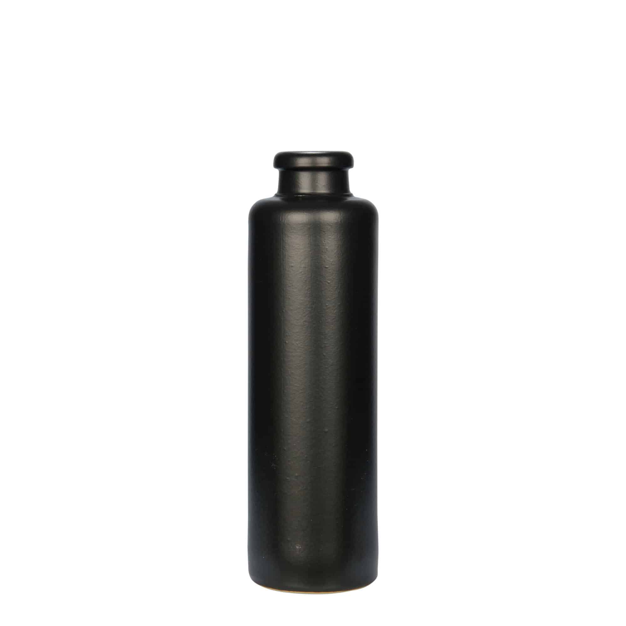 200 ml lerkrus, stengods, svart, öppning: kork