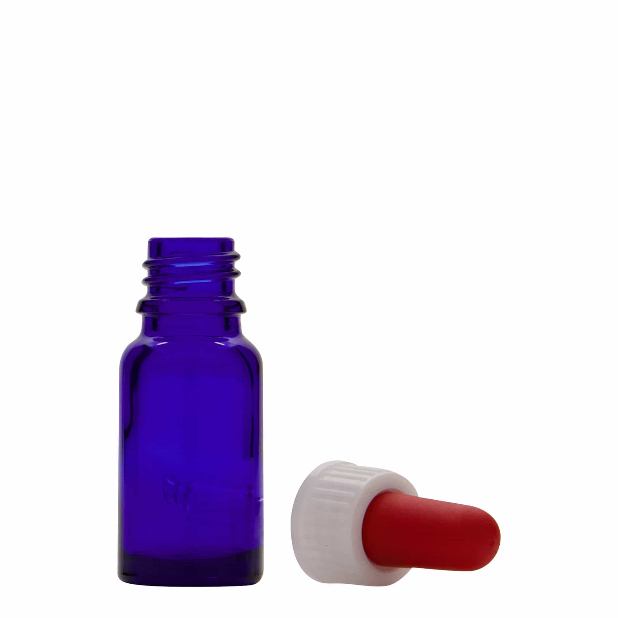 10 ml pipettflaska medicin, glas, kungligt blå-röd, mynning: DIN 18