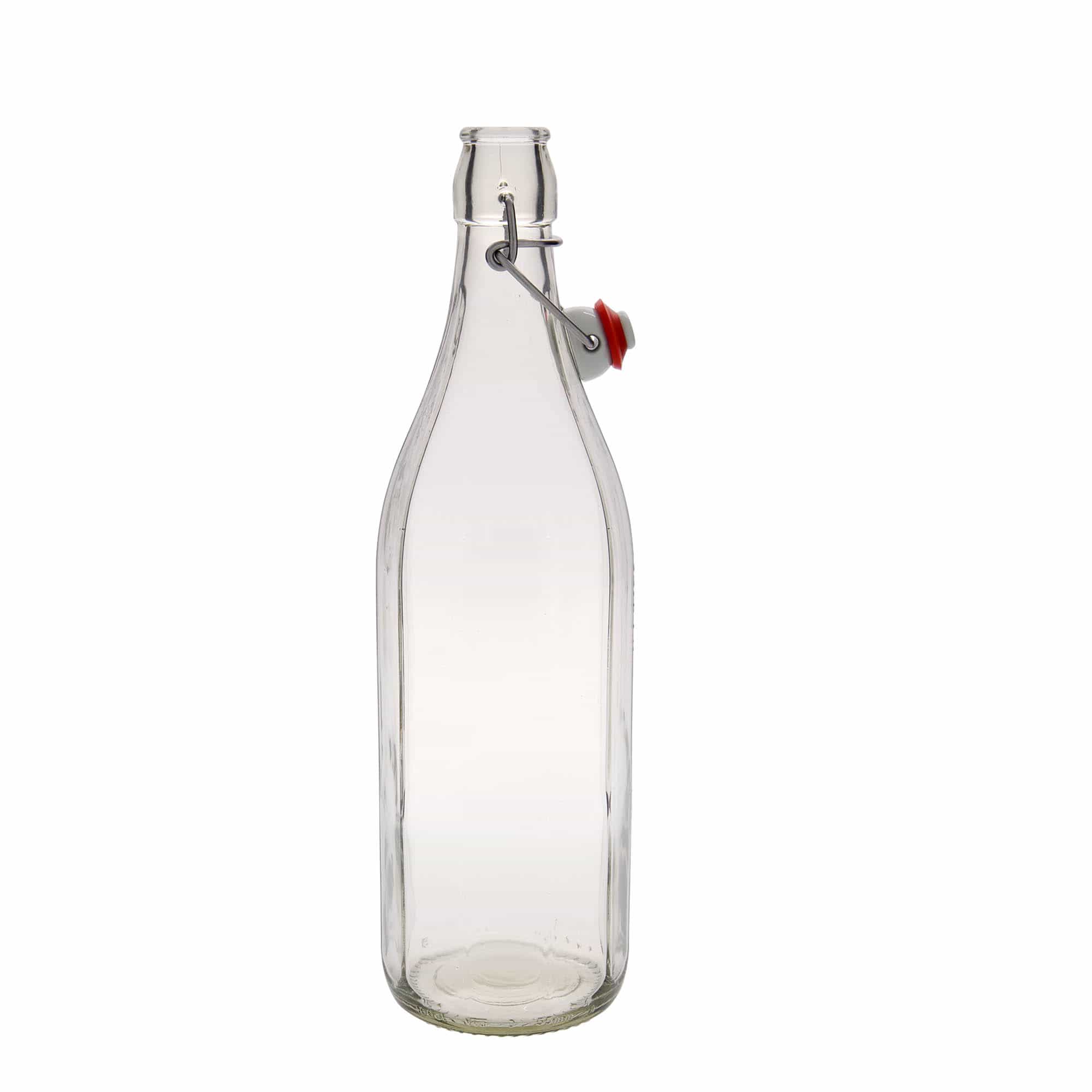 1.000 ml glasflaska 'Bravo' #, tiohörnig, mynning: bygelstängning