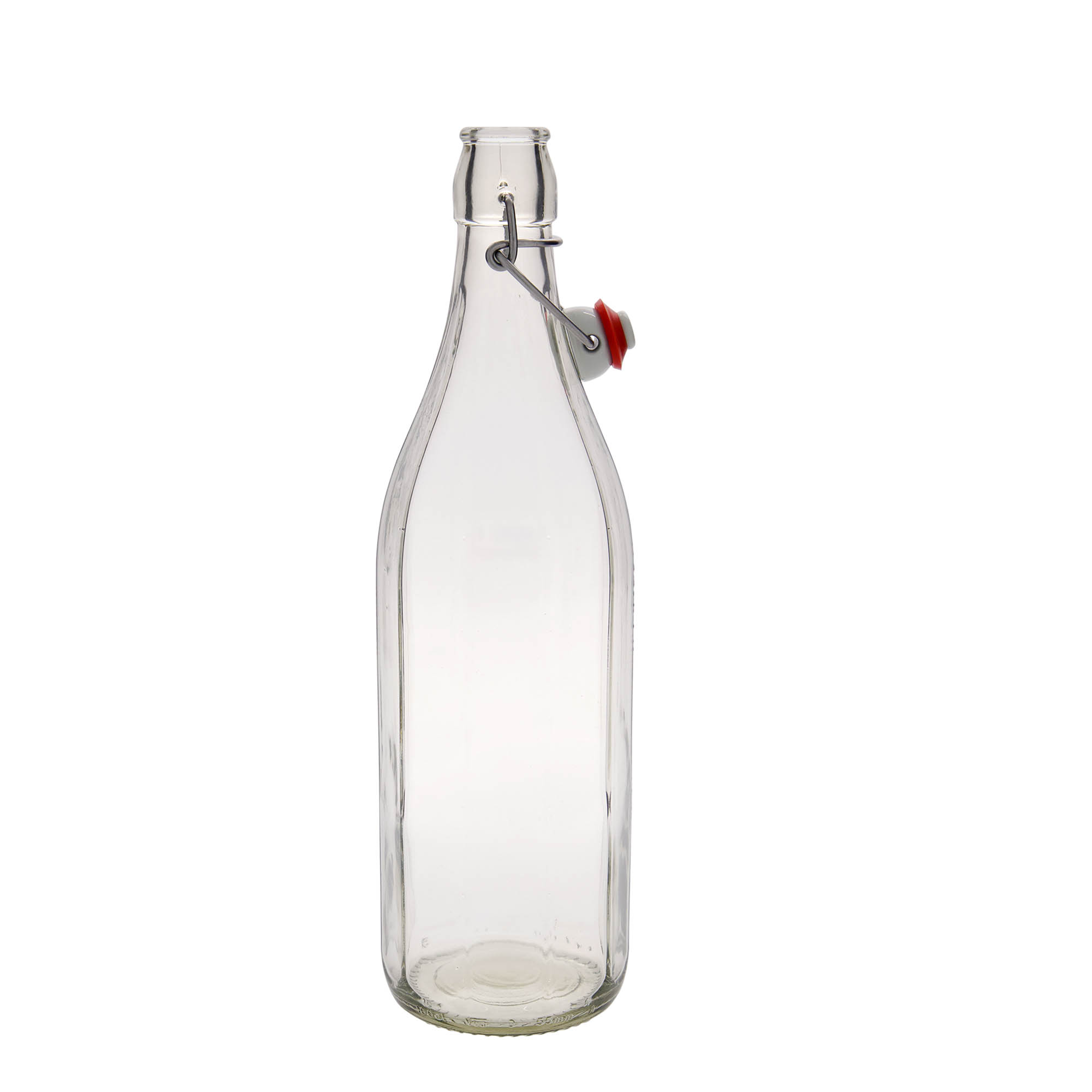 1.000 ml glasflaska 'Bravo' #, tiohörnig, mynning: bygelstängning