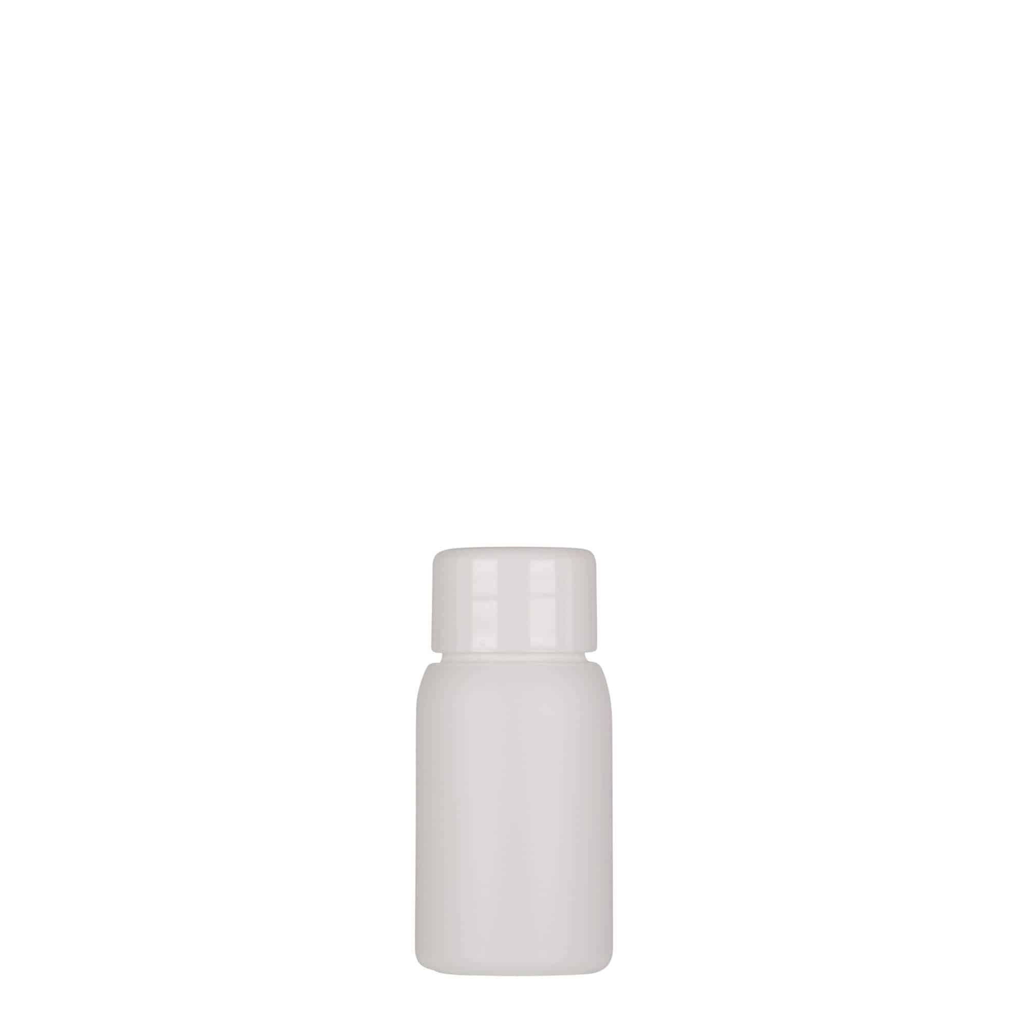 30 ml plastflaska 'Tuffy', HDPE, vit, mynning: GPI 24/410