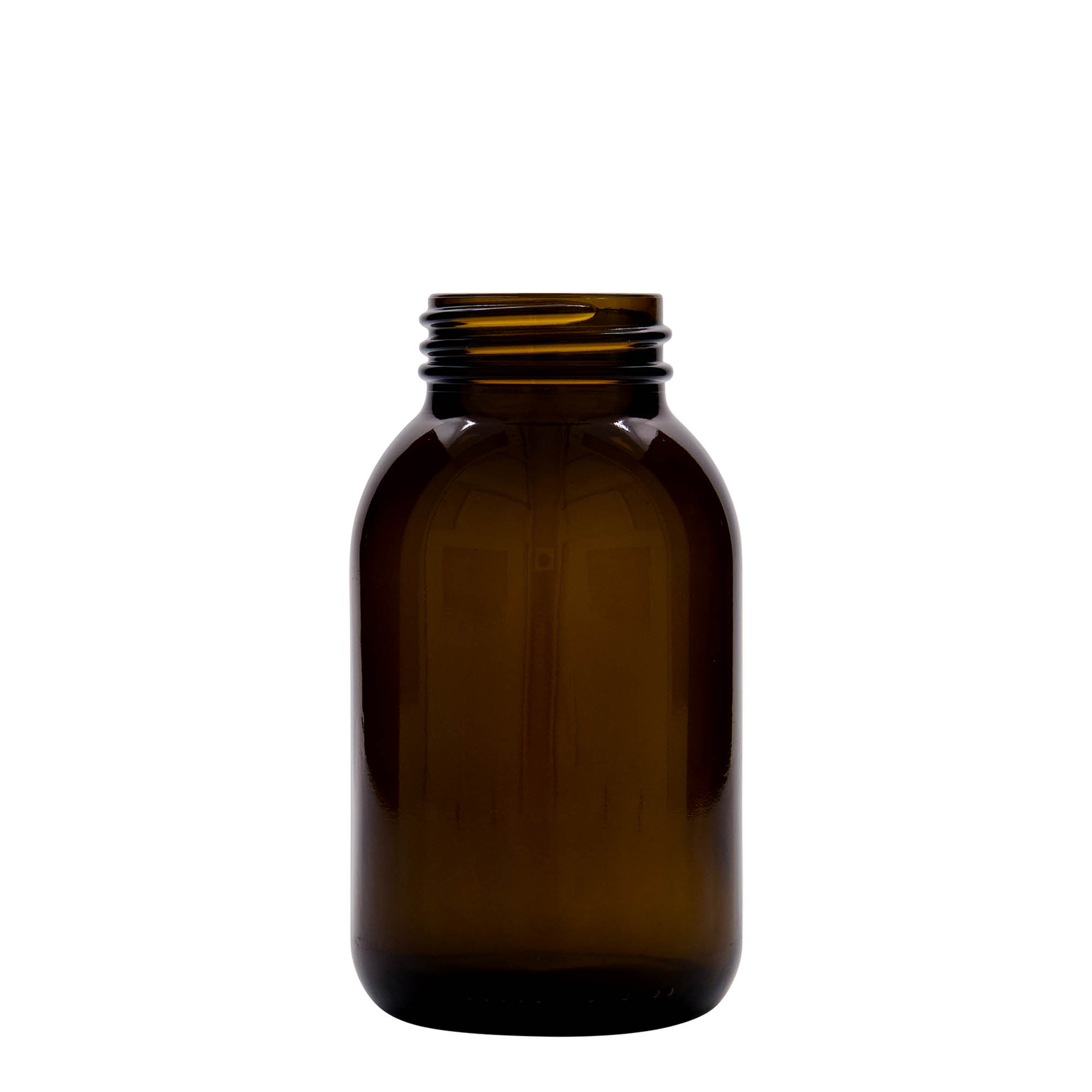 500 ml vid hals, brunt glas, öppning: DIN 55