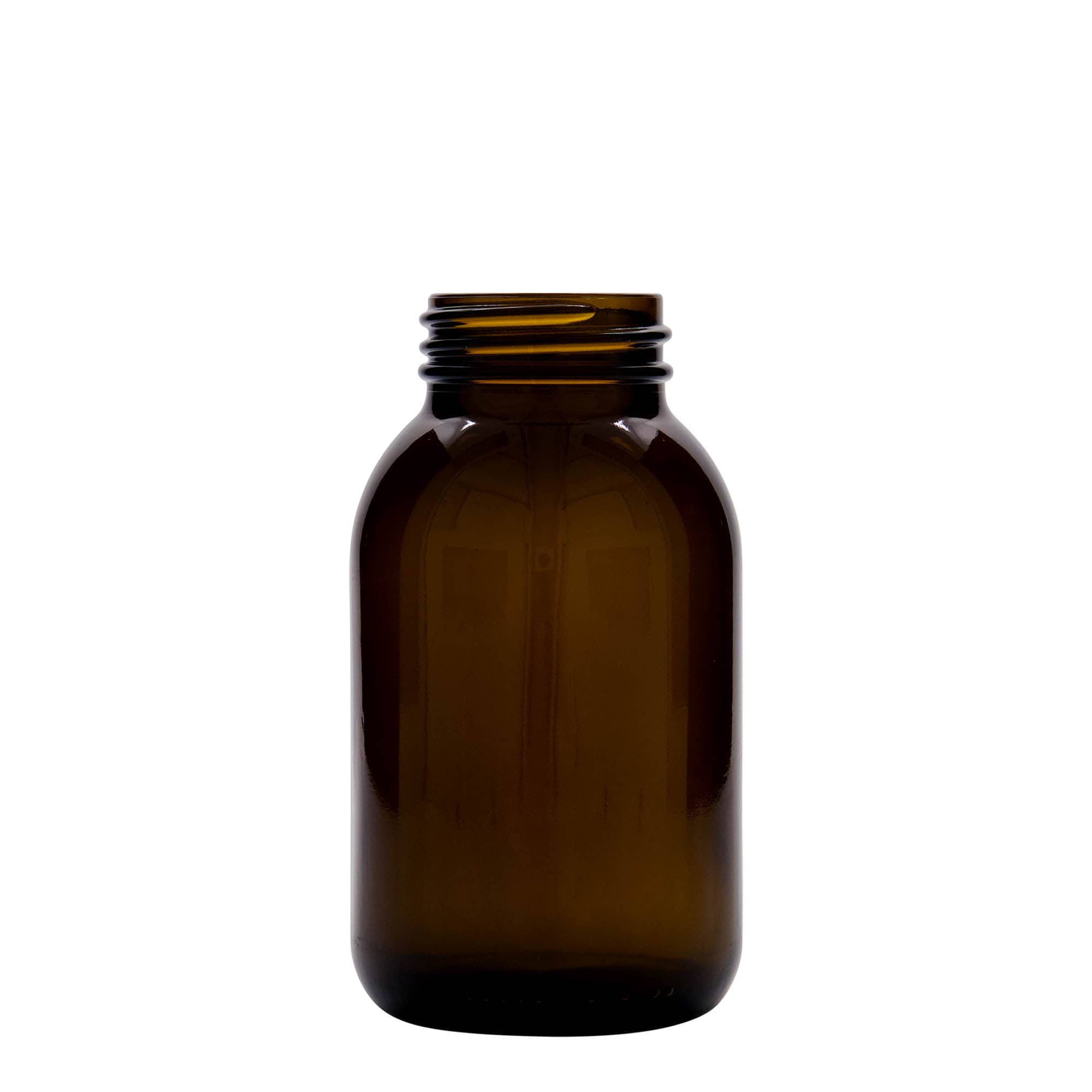 500 ml vid hals, brunt glas, öppning: DIN 55