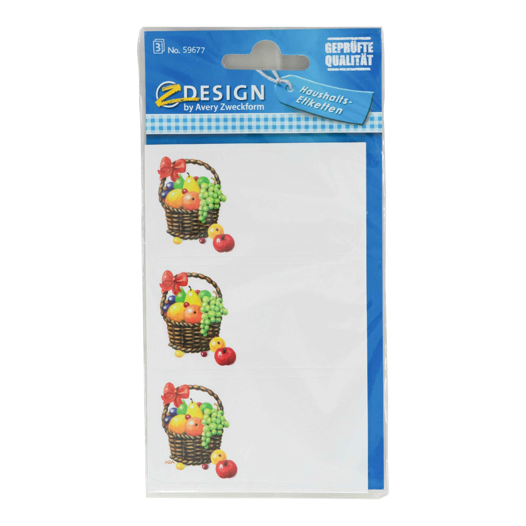 Zweckform Etiketter 'Fruktkorg', rektangulära, papper, flerfärgade