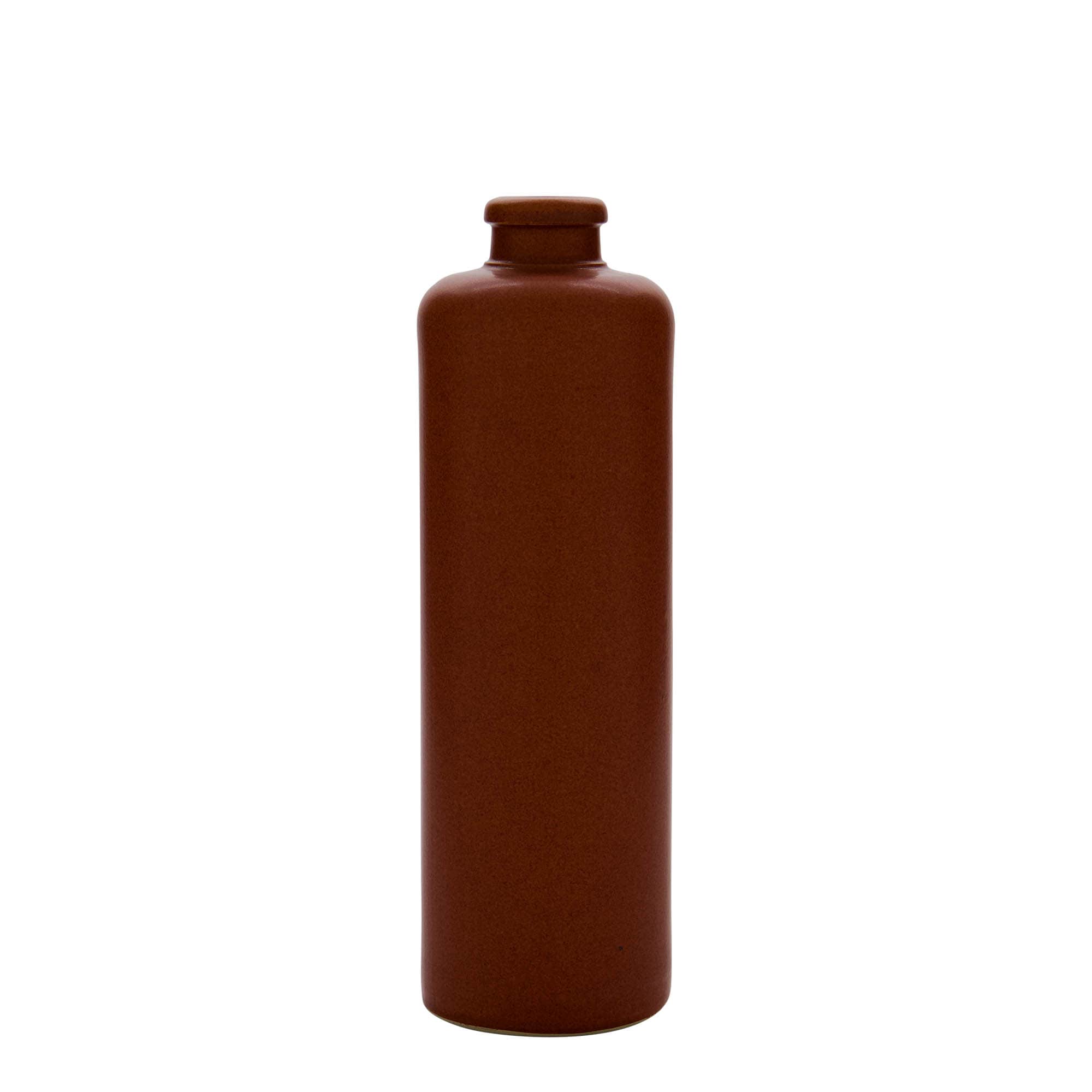 500 ml lerkrus, stengods, rödbrun, mynning: kork