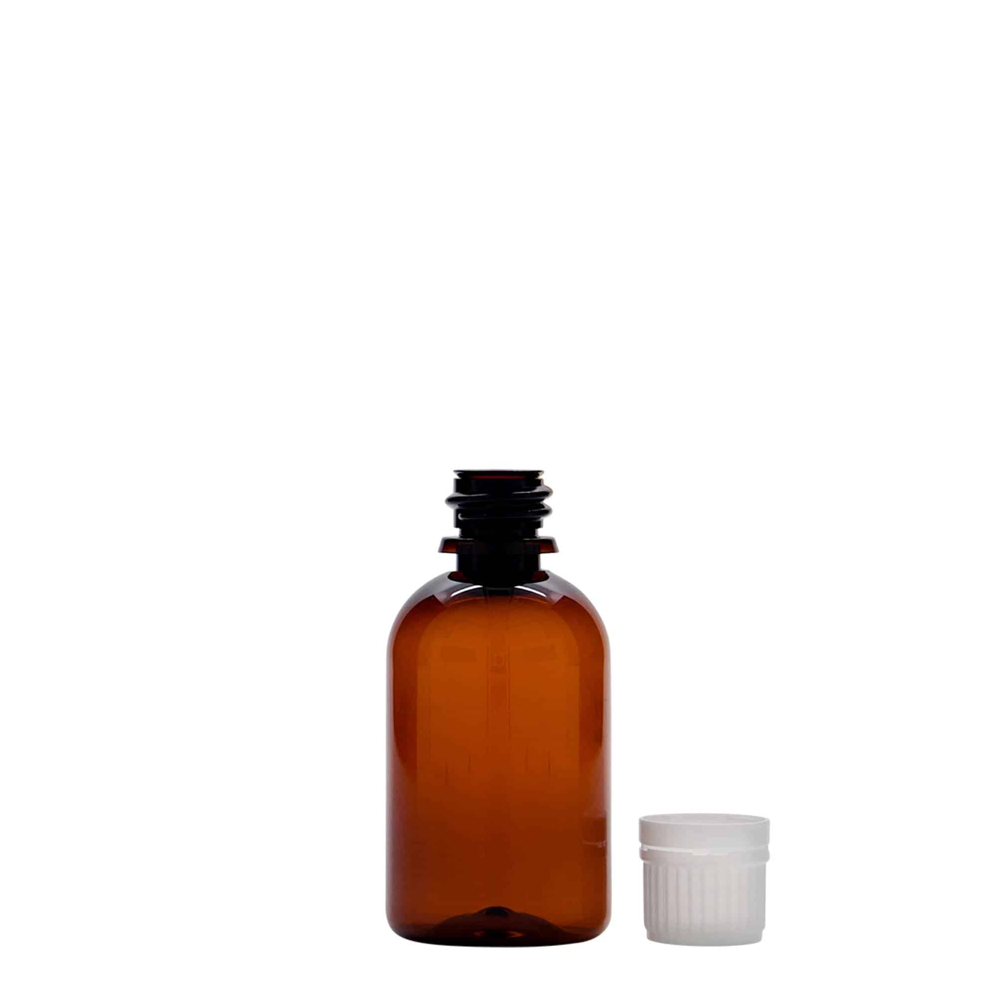 50 ml PET-medicinflaska 'Easy Living', brun, plast, mynning: DIN 18