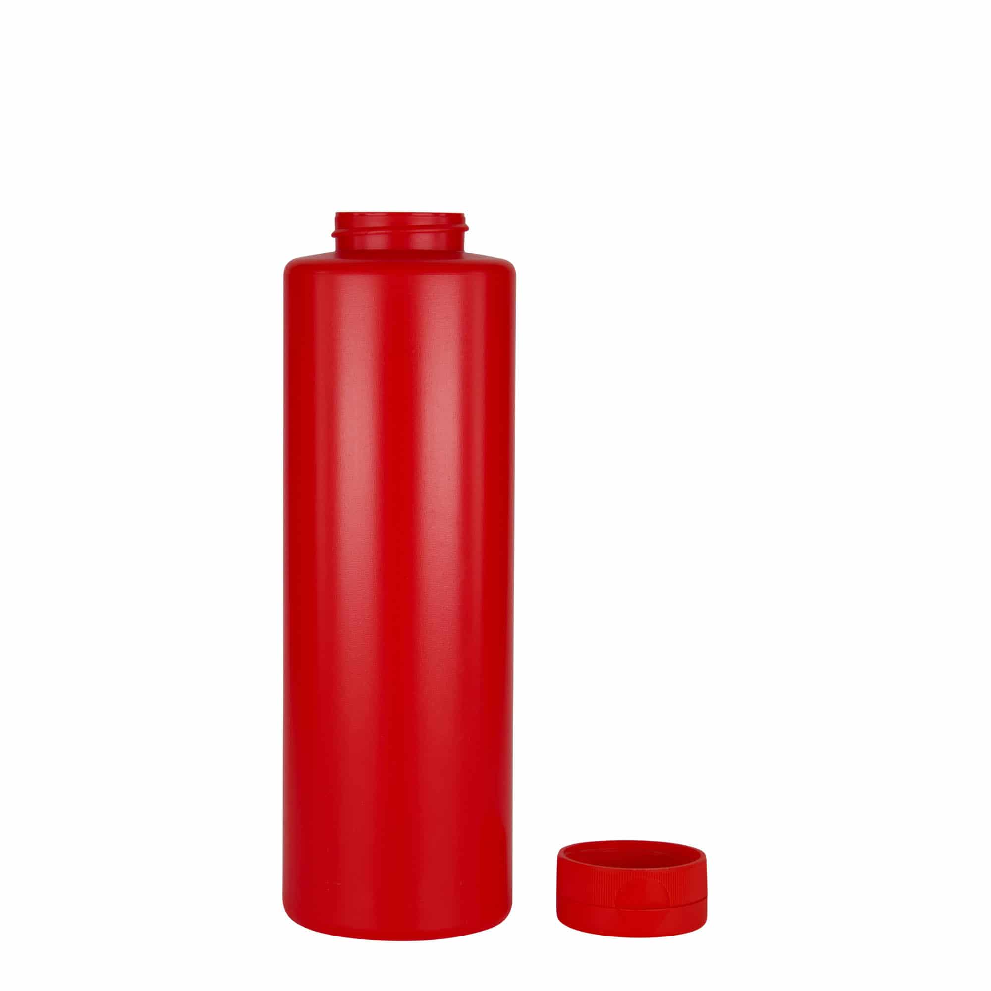 500 ml såsflaska, LDPE, röd, mynning: GPI 38/400
