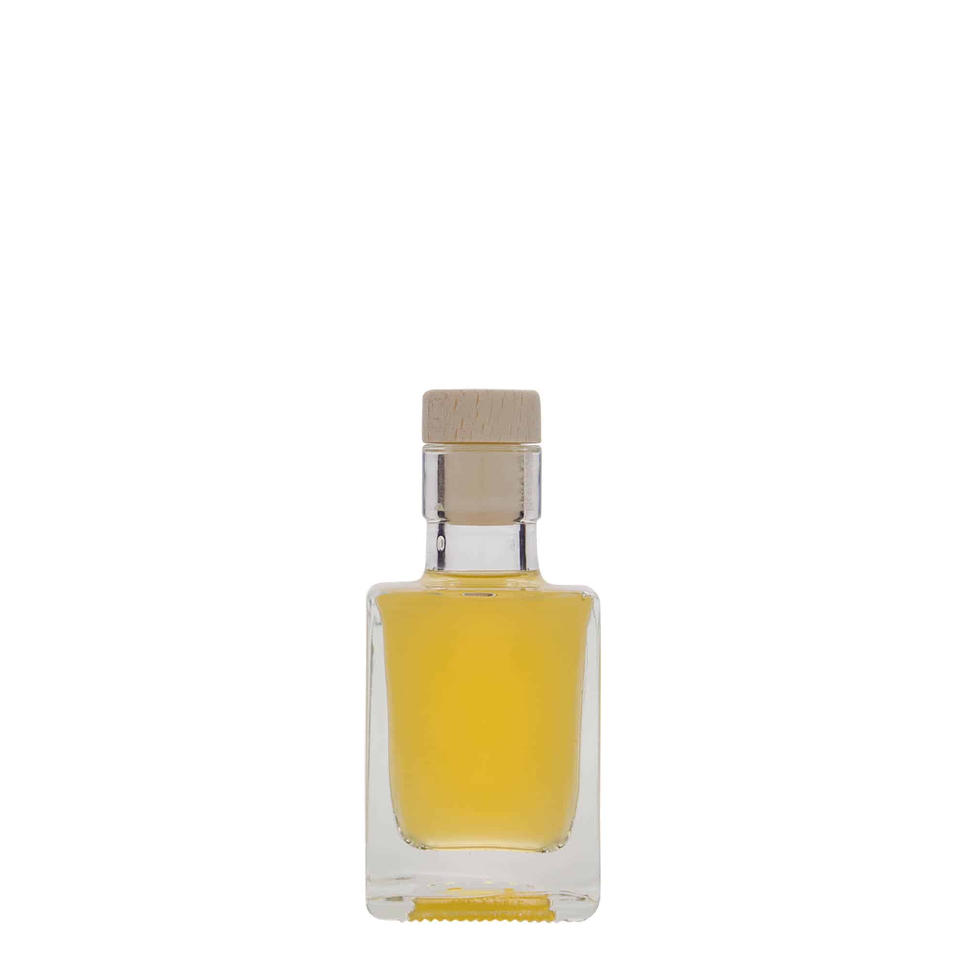 50 ml glasflaska 'Cube', kvadratisk, mynning: kork