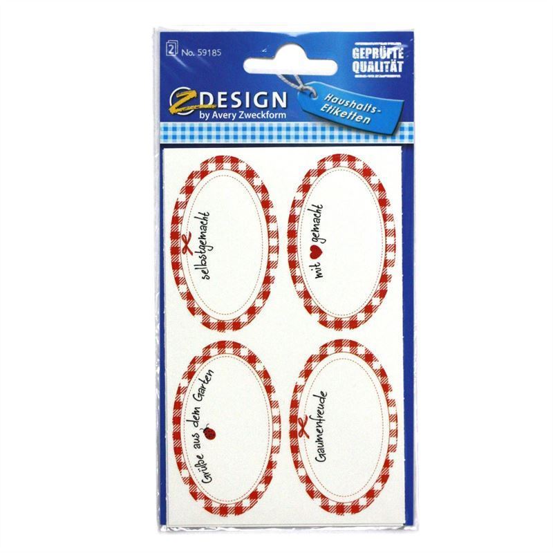 Zweckform Etiketter 'Hemmagjort', oval, papper, flerfärgad