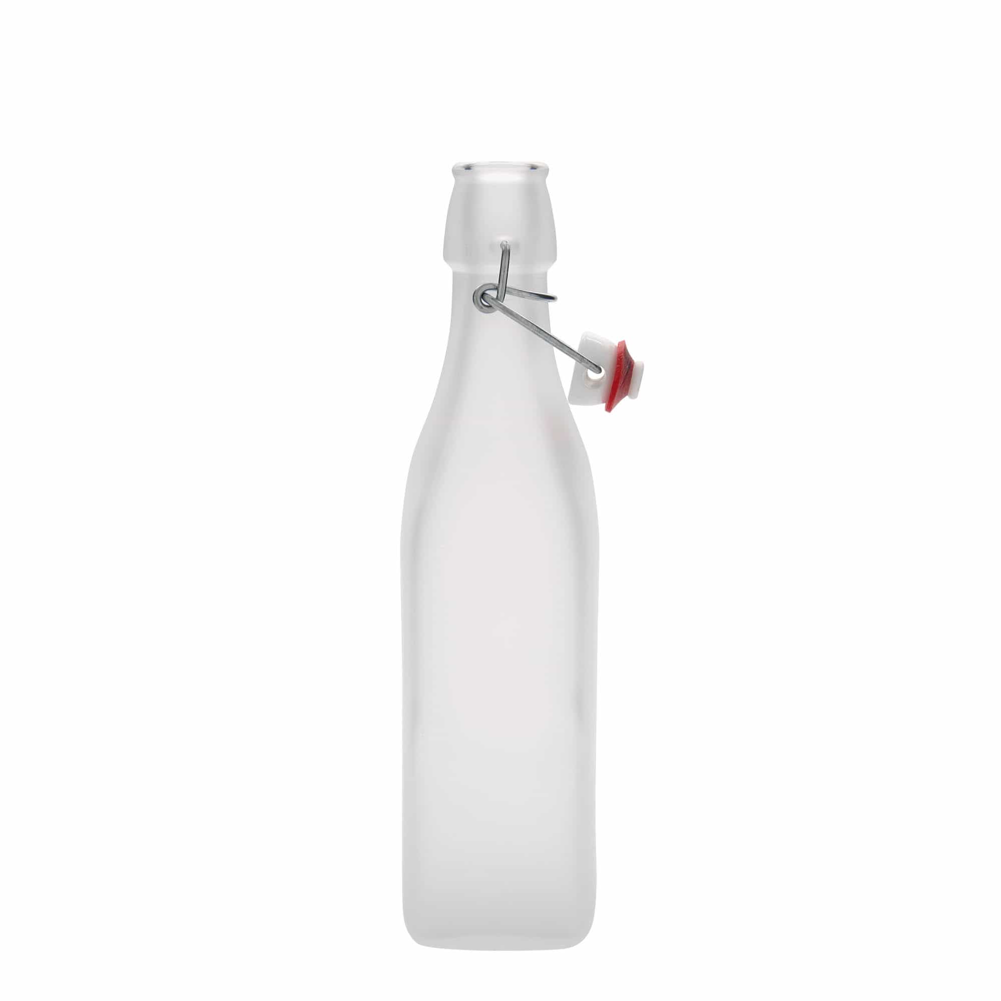500 ml glasflaska 'Swing, kvadratisk, vit, mynning: bygelstängning'