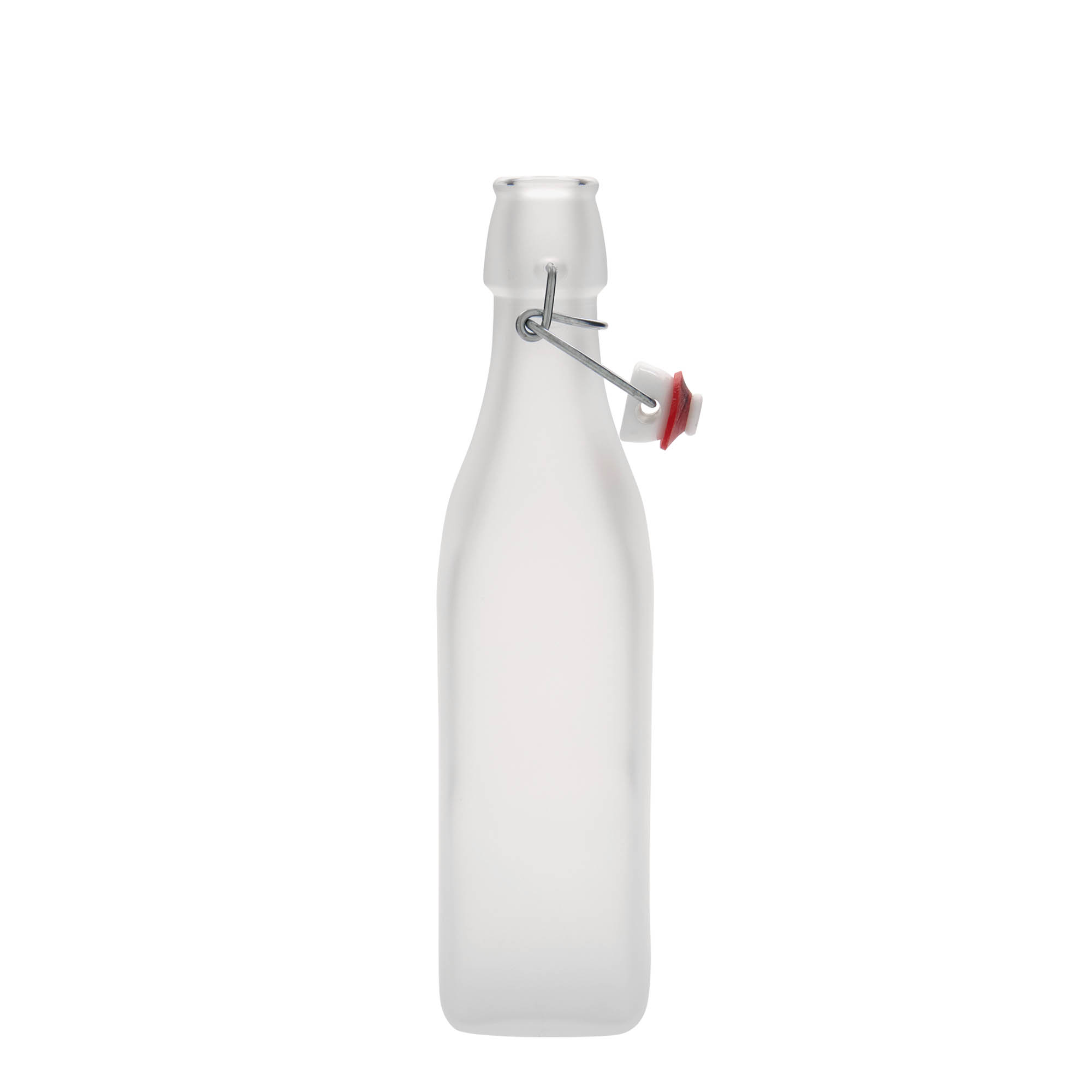 500 ml glasflaska 'Swing, kvadratisk, vit, mynning: bygelstängning'