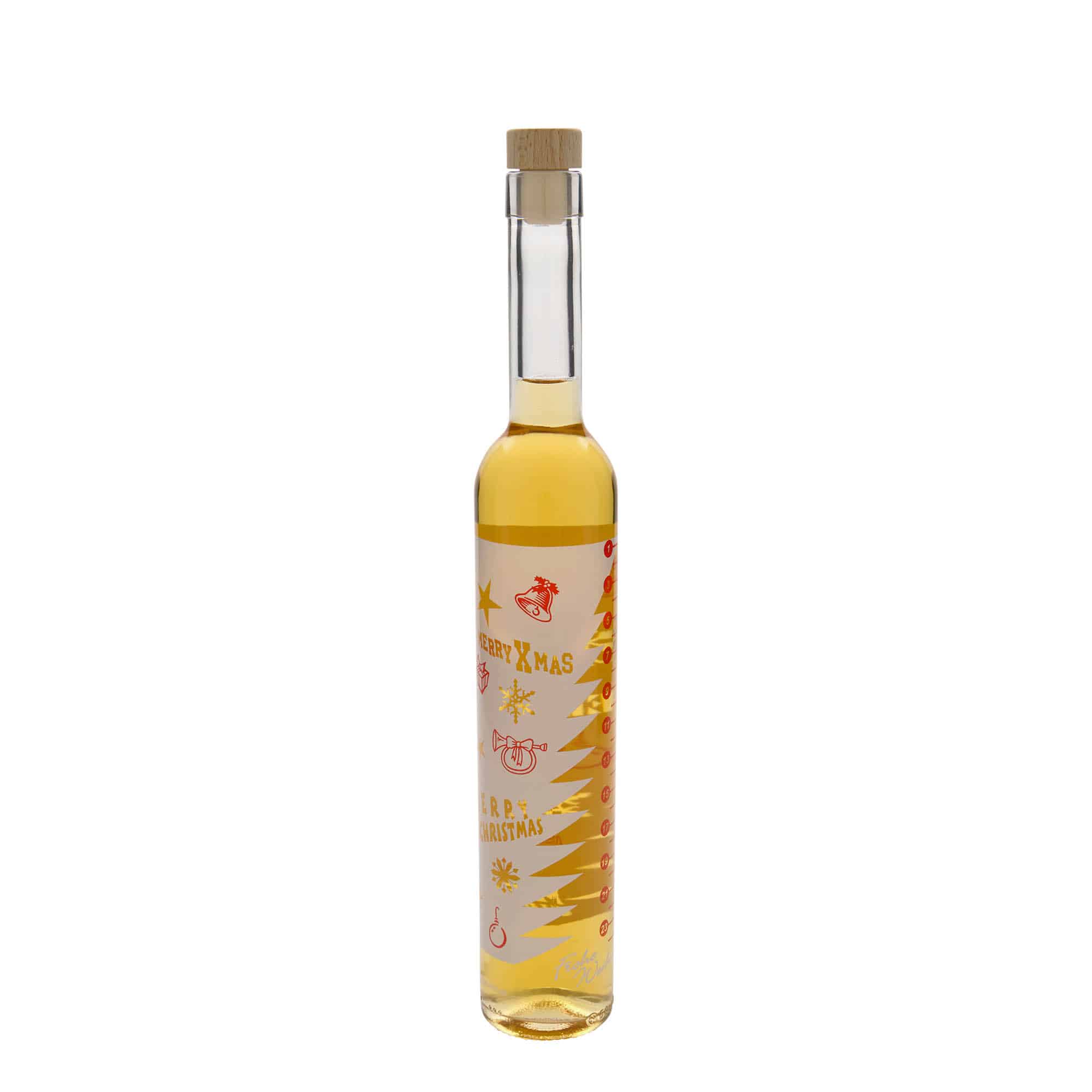500 ml glasflaska Maximo med tryck 'Adventskalender', mynning: kork
