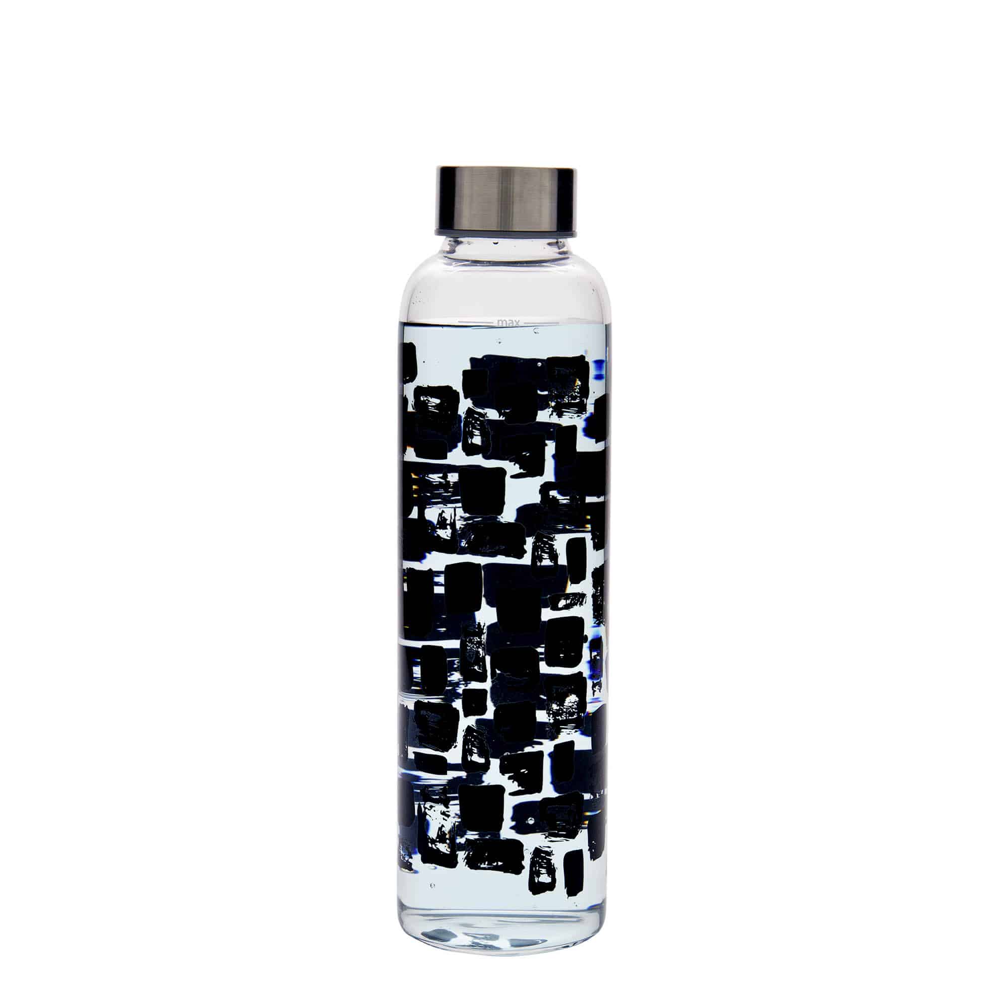 500 ml drickflaska 'Perseus - Svarta rektanglar', öppning: skruvlock