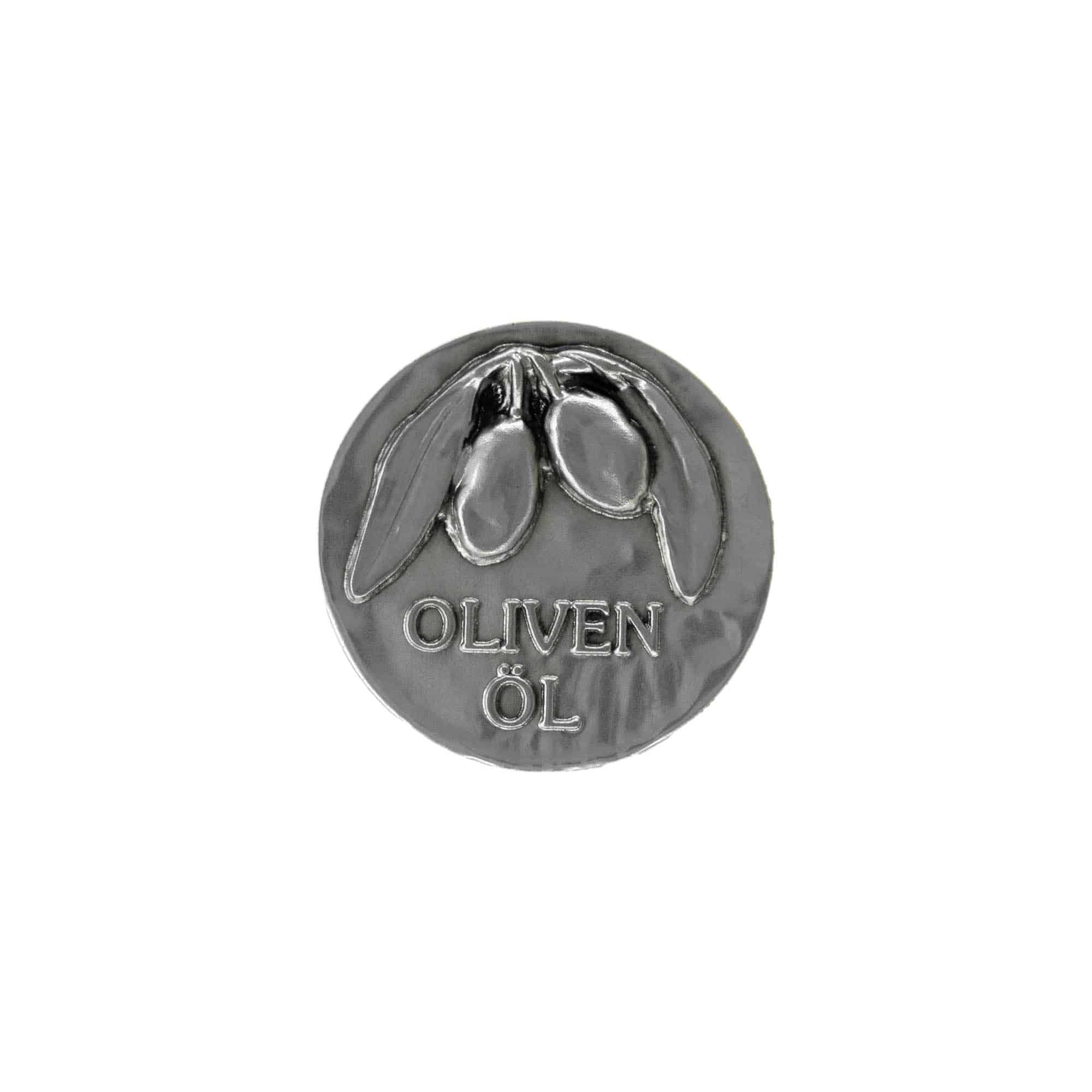 Tennetikett 'Olivolja', metall, silver