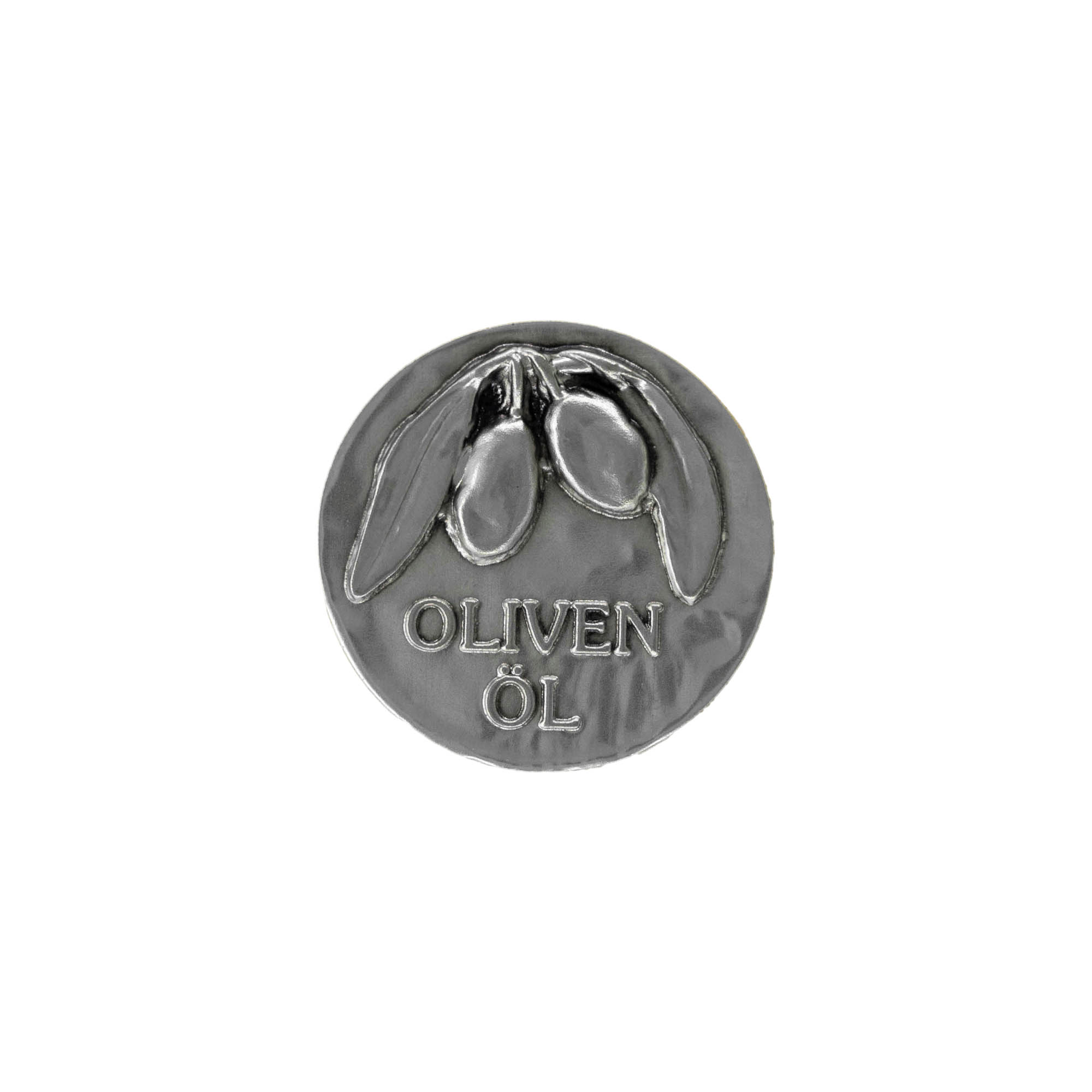 Tennetikett 'Olivolja', metall, silver Tennetikett 'Olivolja', metall, silver