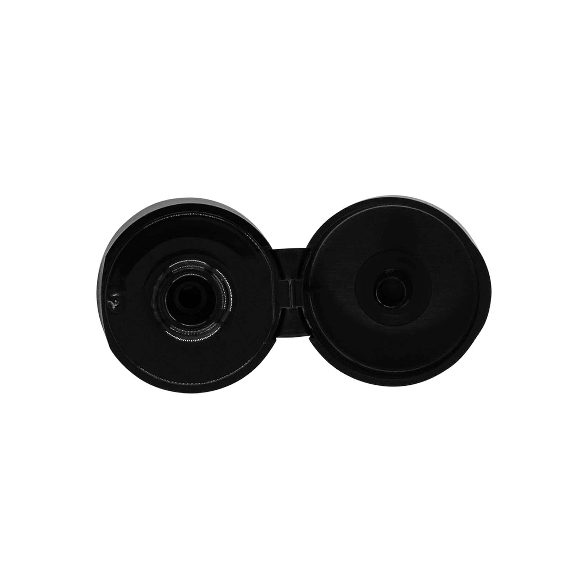 Skruvlock med gångjärn, PP-plast, svart, för mynning: 24/410 Skruvlock med gångjärn, PP-plast, svart, för mynning: 24/410