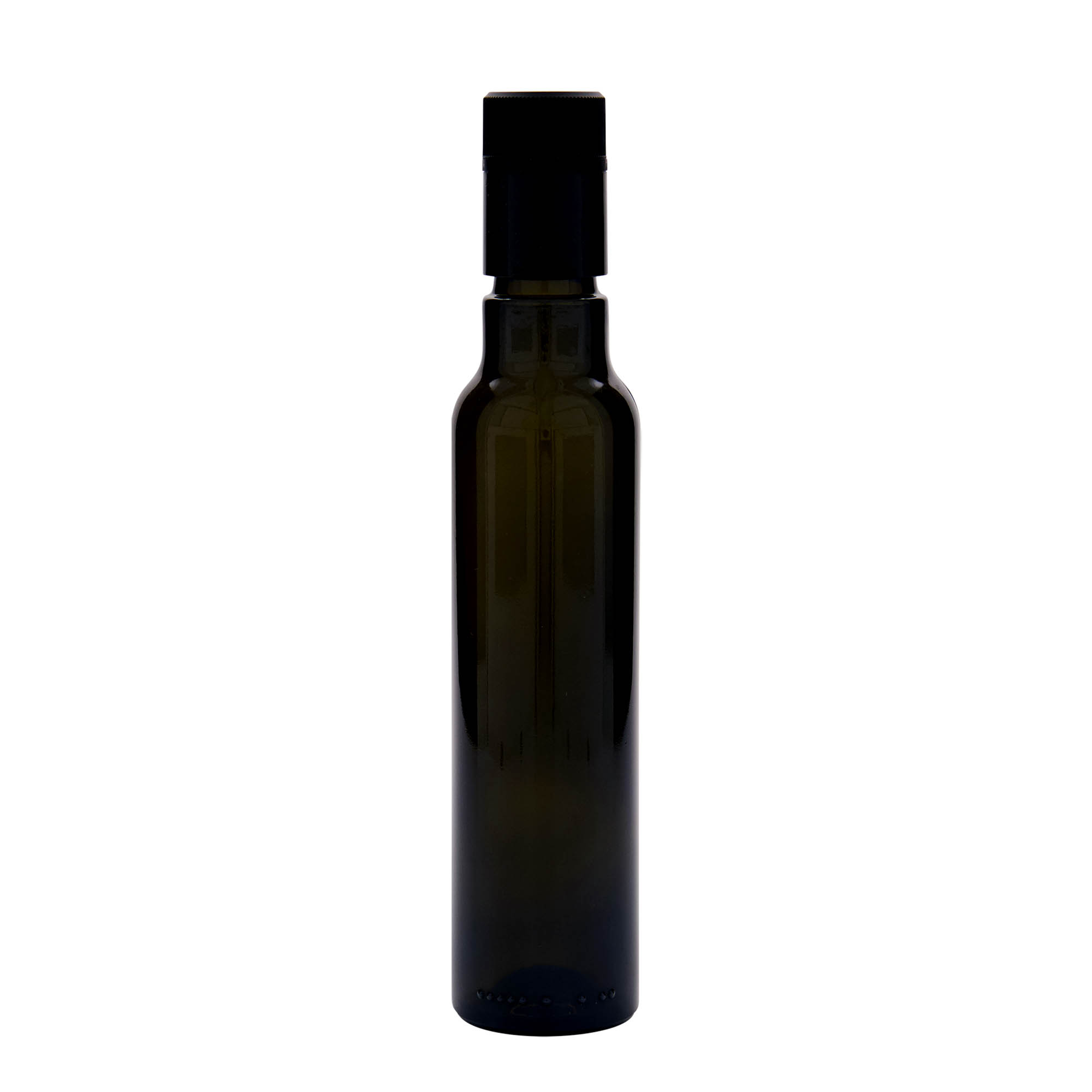 250 ml Vinäger-/oljeflaska 'Willy New', glas, antikgrön, mynning: DOP