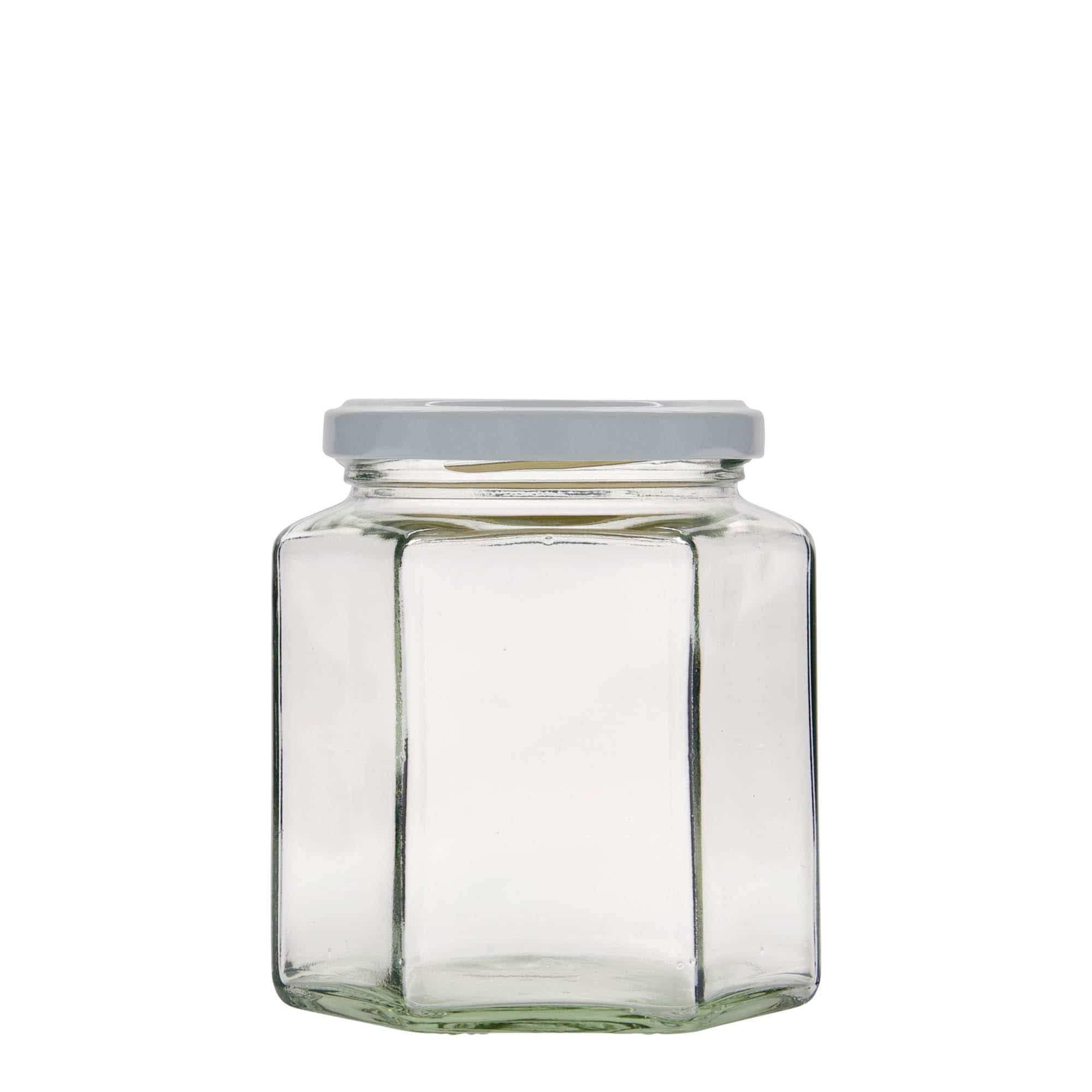 390 ml hexagonal burk, mynning: twist off (TO 70)