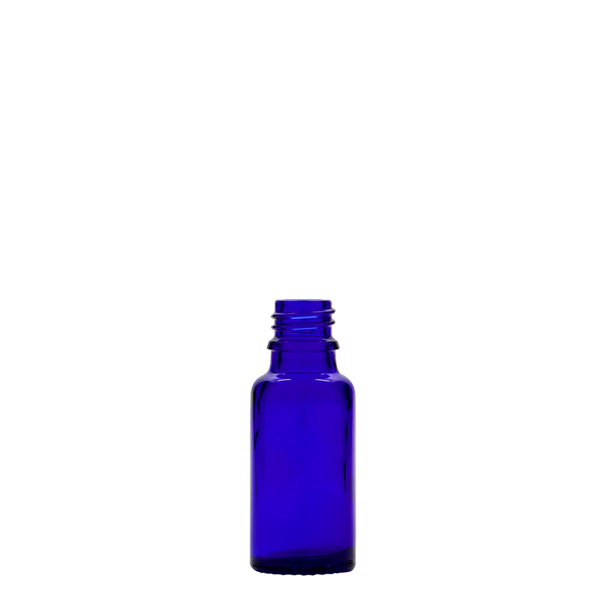 20 ml medicinflaska, glas, kungligt blå, mynning: DIN 18