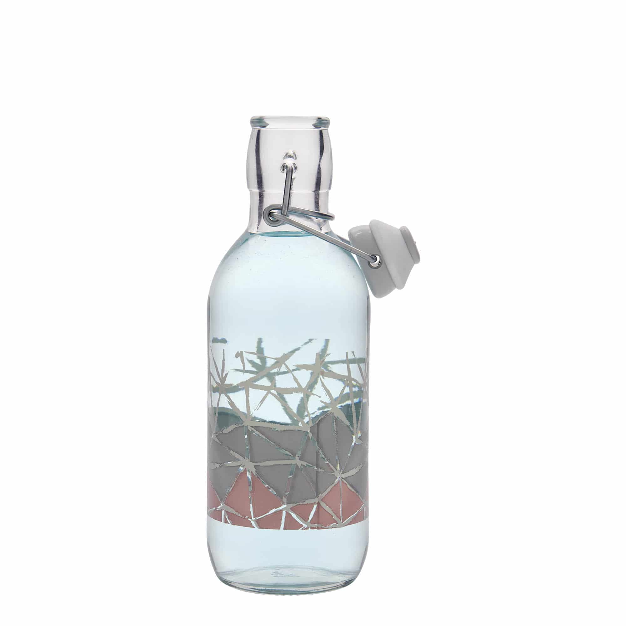 500 ml glasflaska Emilia tryckt 'Manolibera rosa', öppning: patentkork