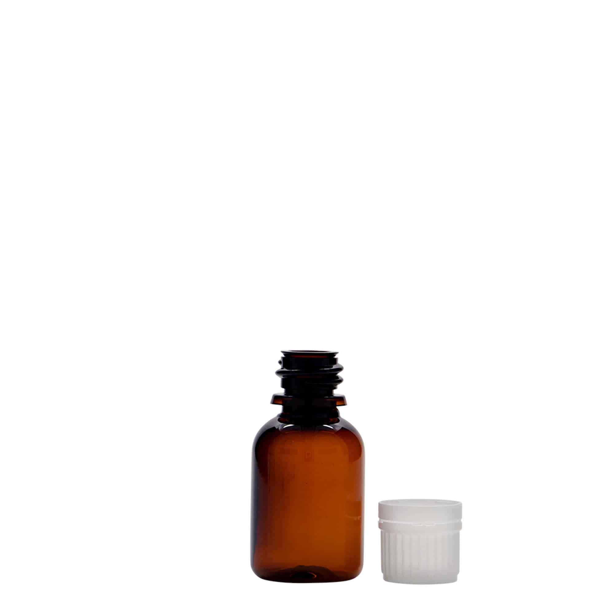 20 ml PET-medicinflaska 'Easy Living', brun, plast, mynning: DIN 18