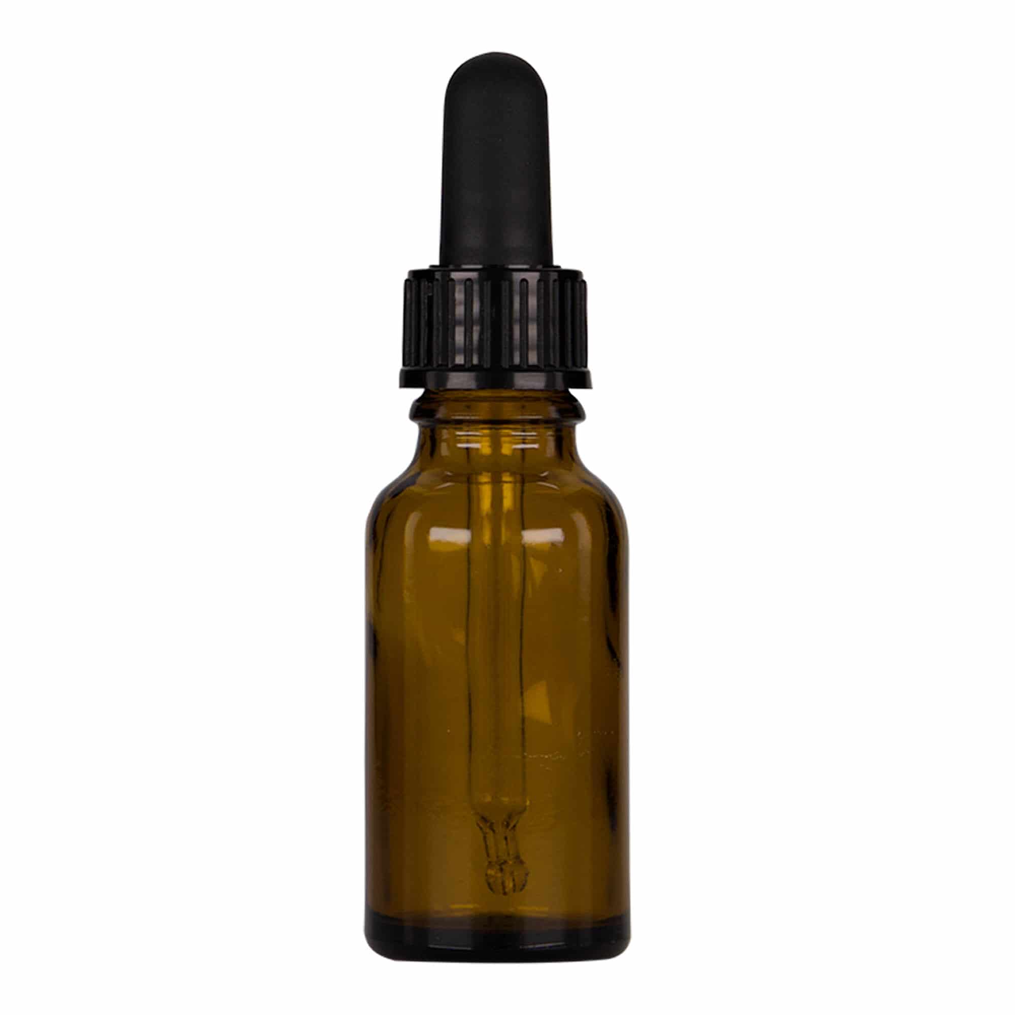 20 ml flaska med pipett, medicin, glas, brun-svart, mynning: DIN 18 20 ml flaska med pipett, medicin, glas, brun-svart, mynning: DIN 18