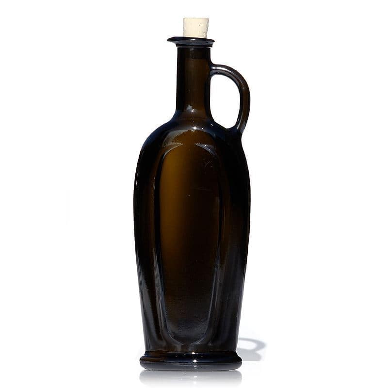 500 ml glasflaska 'Eleganta', oval, antikgrön, mynning: kork