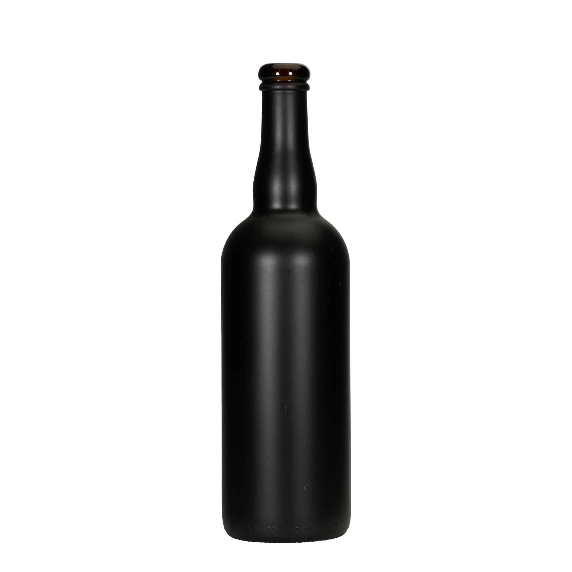 750 ml ölflaska Belgien, glas, svart, mynning: kork 750 ml ölflaska Belgien, glas, svart, mynning: kork