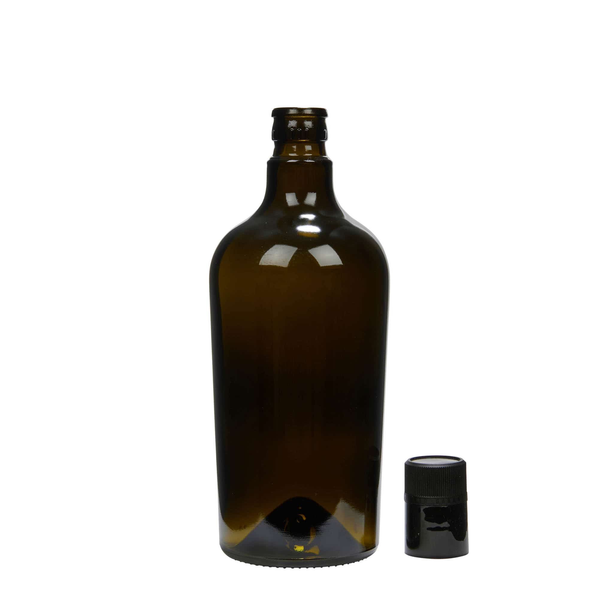 750 ml vinäger-/oljeflaska 'Oleum', glas, antikgrön, mynning: DOP