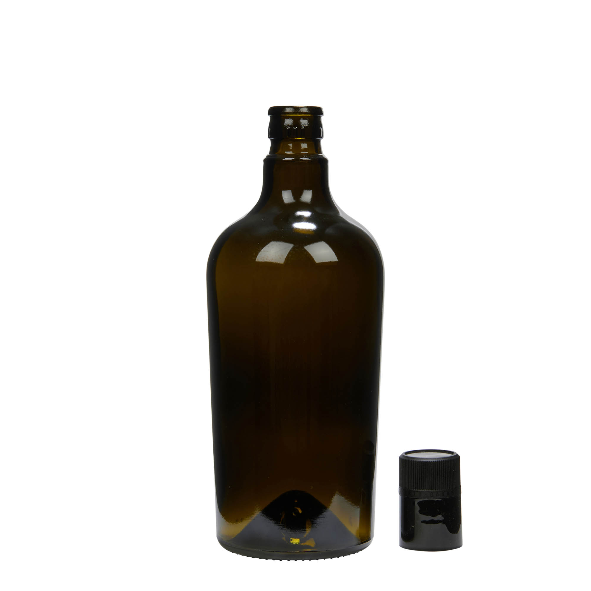750 ml vinäger-/oljeflaska 'Oleum', glas, antikgrön, mynning: DOP