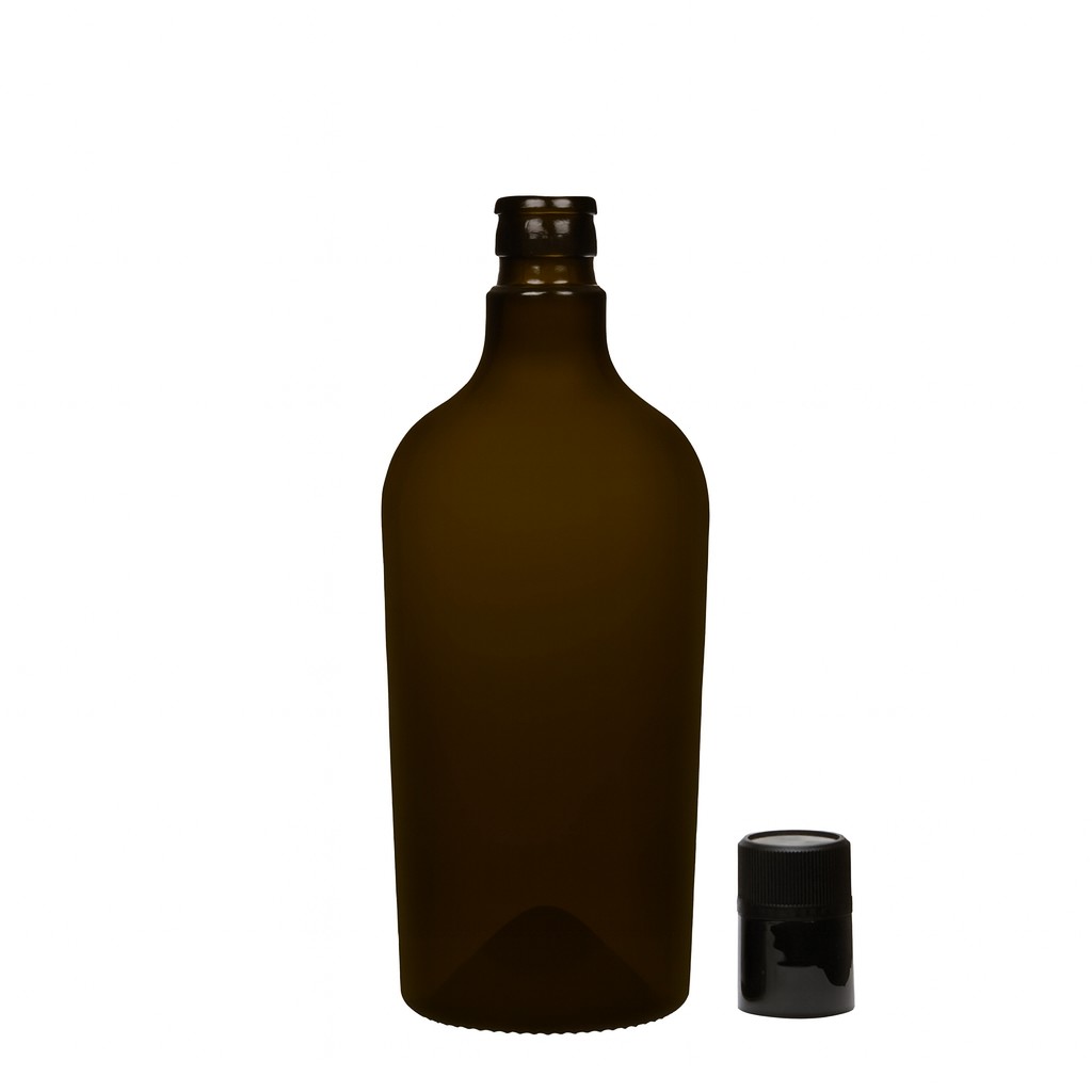 750 ml vinäger-/oljeflaska 'Oleum', glas, antikgrön, mynning: DOP