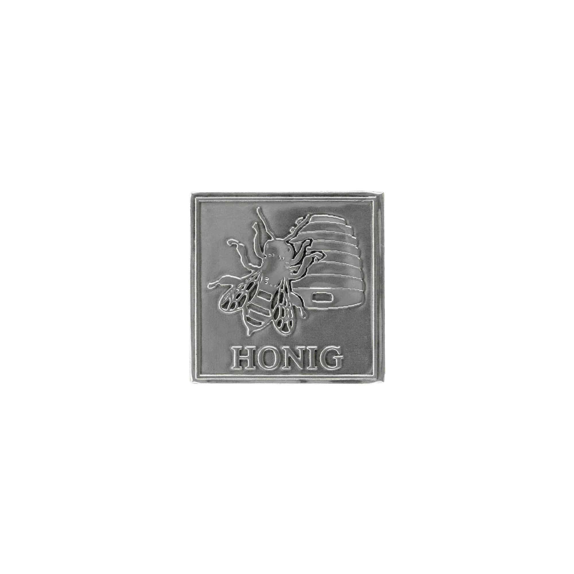 Tennetikett 'Honung', kvadratisk, metall, silver Tennetikett 'Honung', kvadratisk, metall, silver