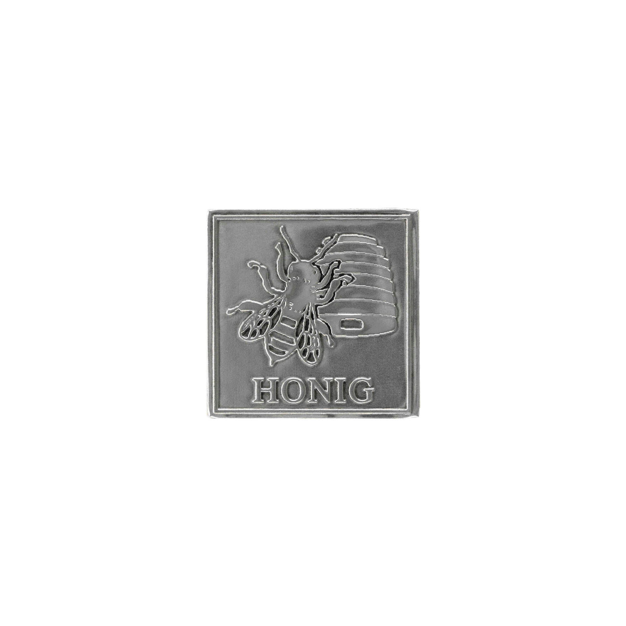 Tennetikett 'Honung', kvadratisk, metall, silver Tennetikett 'Honung', kvadratisk, metall, silver