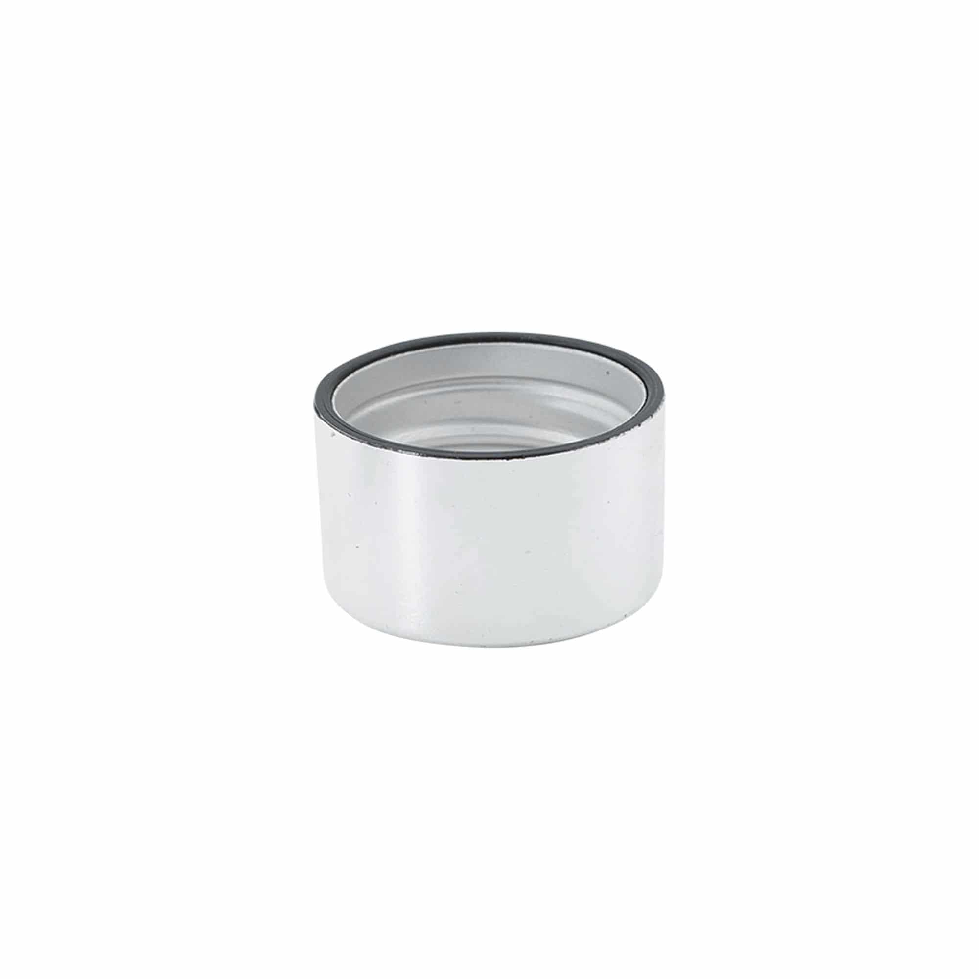 Skruvkapsel, metall-plast, silver, för mynning: PP 28