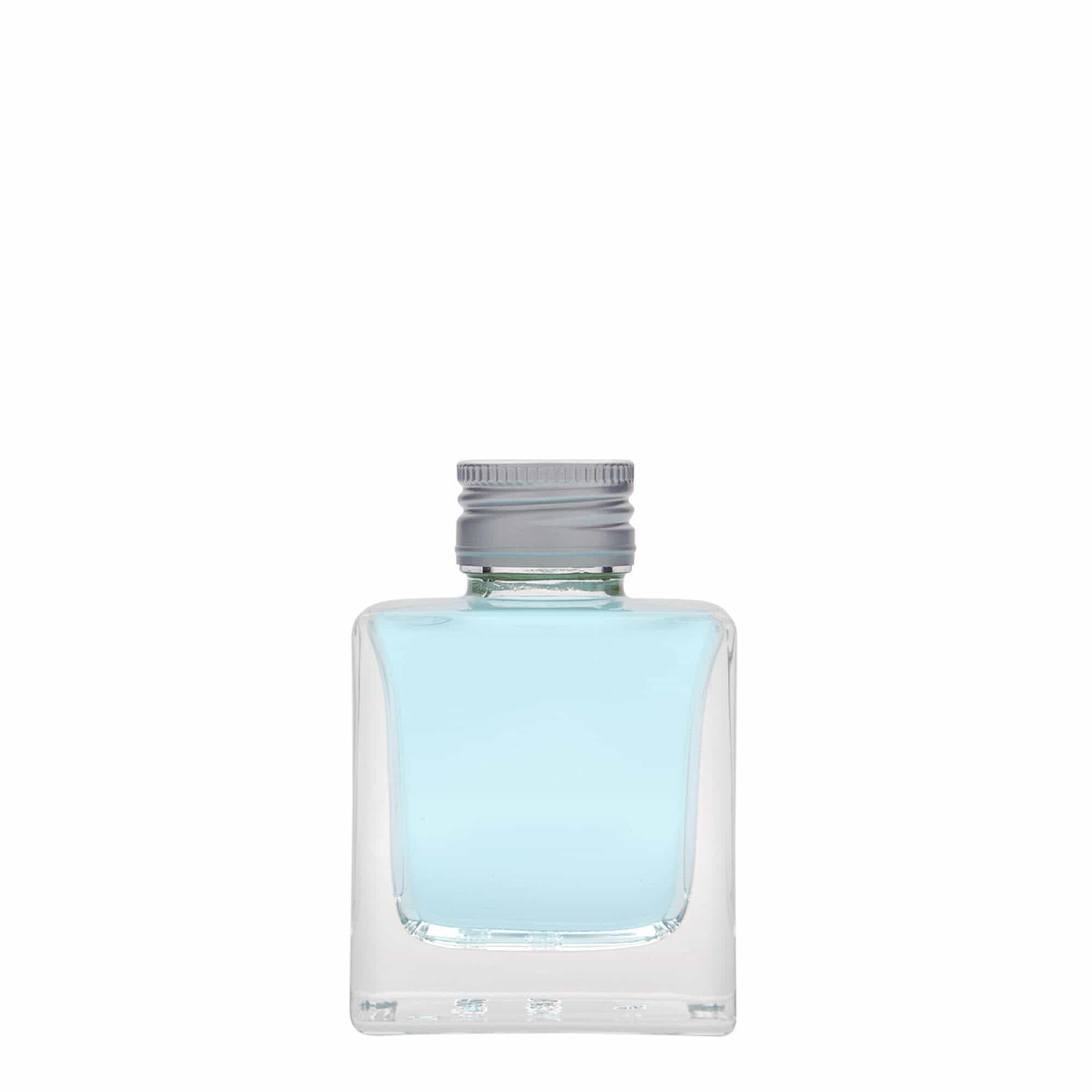 100 ml glasflaska 'Cube', kvadratisk, mynning: PP 28