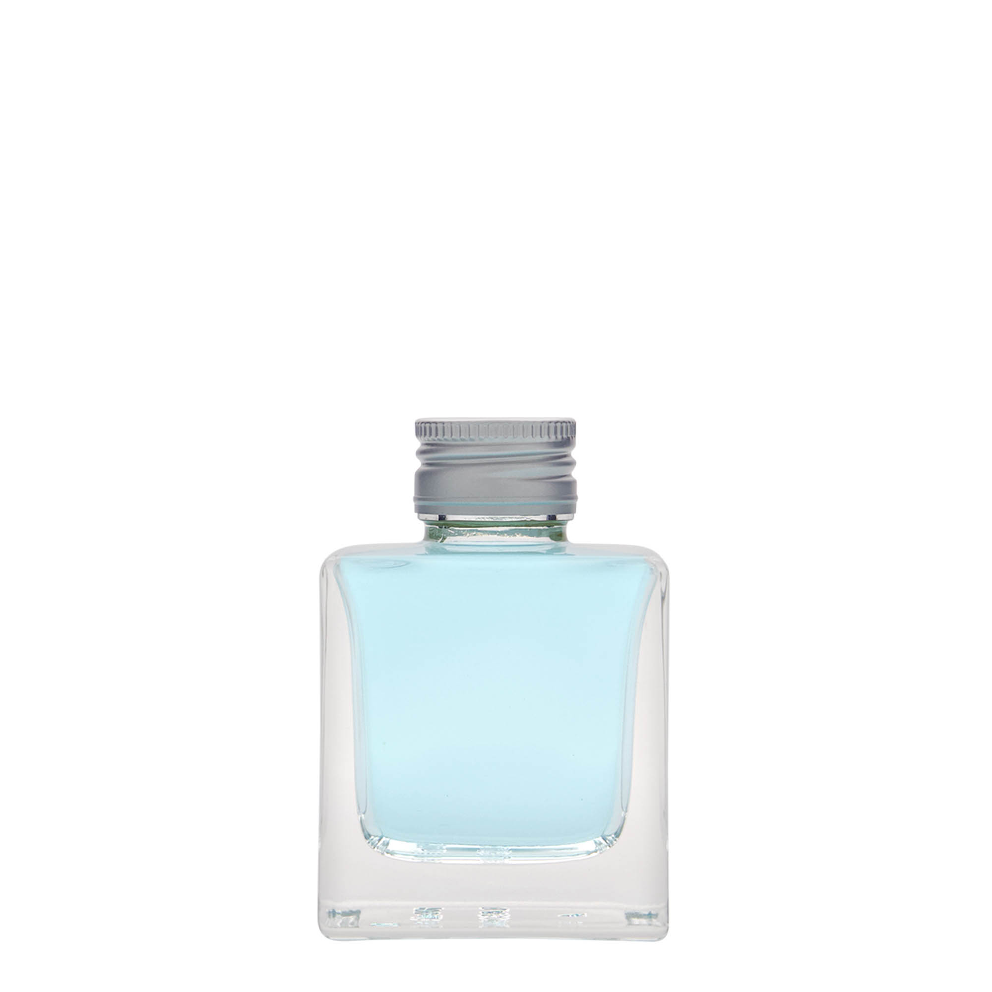 100 ml glasflaska 'Cube', kvadratisk, mynning: PP 28