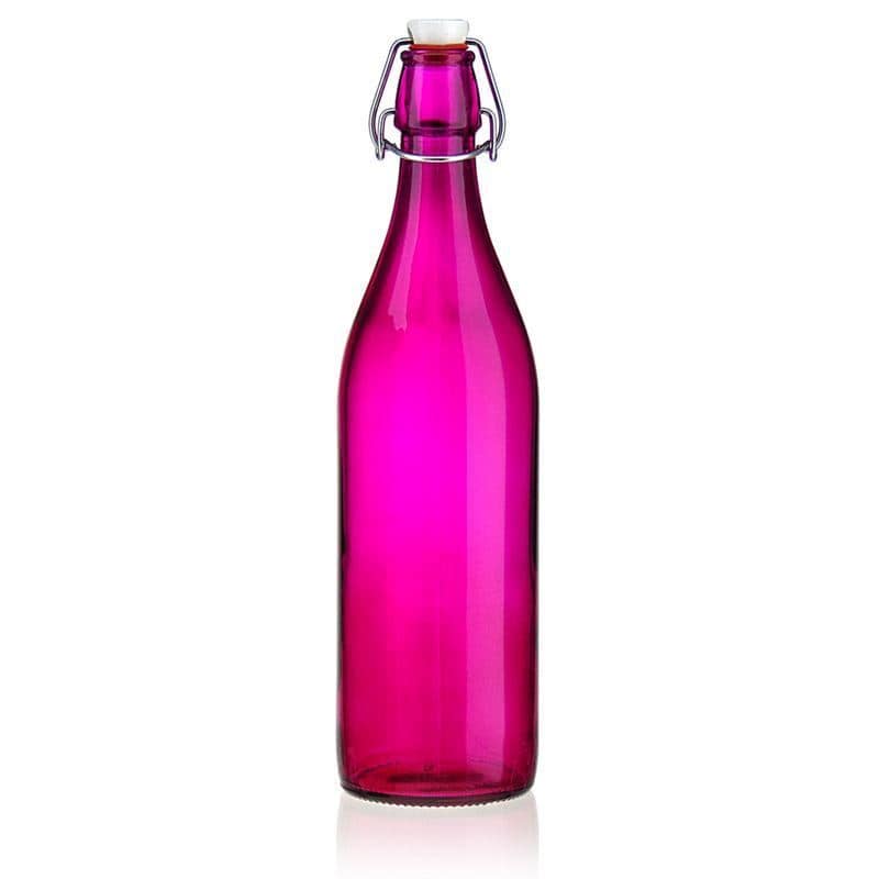 1 000 ml glasflaska 'Giara', rosa, mynning: patentkork