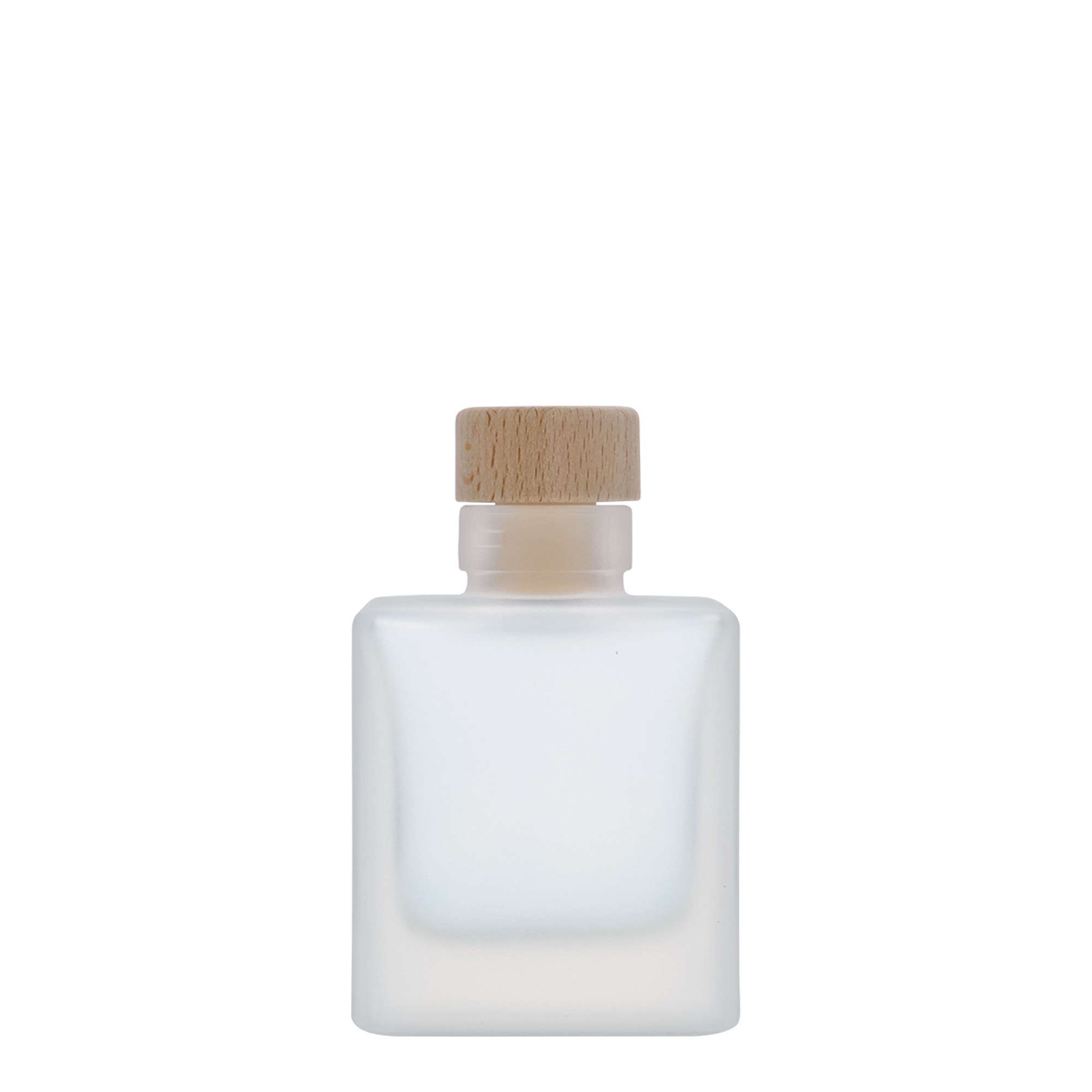 100 ml glasflaska 'Cube', kvadratisk, frostad, öppning: kork 100 ml glasflaska 'Cube', kvadratisk, frostad, öppning: kork