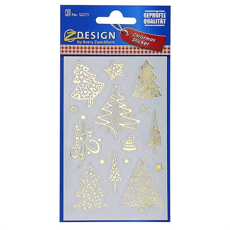 Zweckform Klistermärken 'Julgranar', papper, guld Zweckform Klistermärken 'Julgranar', papper, guld
