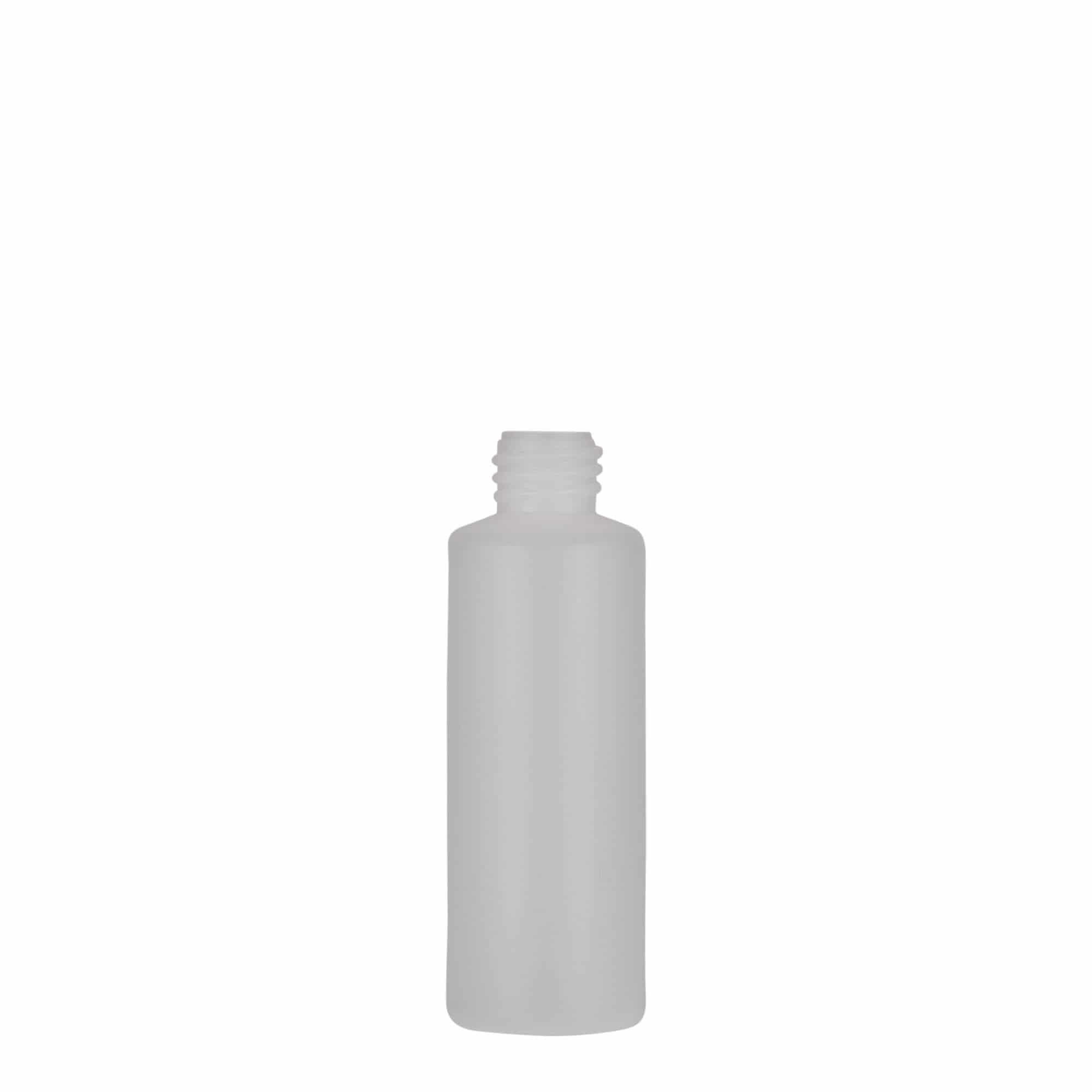 50 ml rund flaska, PE-plast, natur, mynning: skruvlock