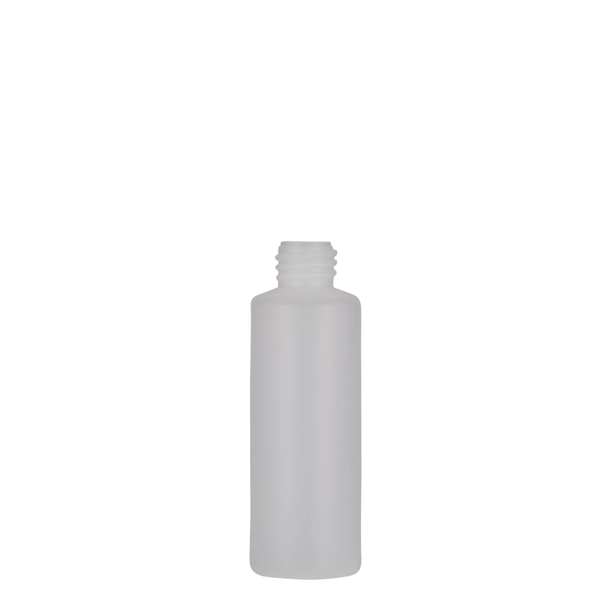 50 ml rund flaska, PE-plast, natur, mynning: skruvlock