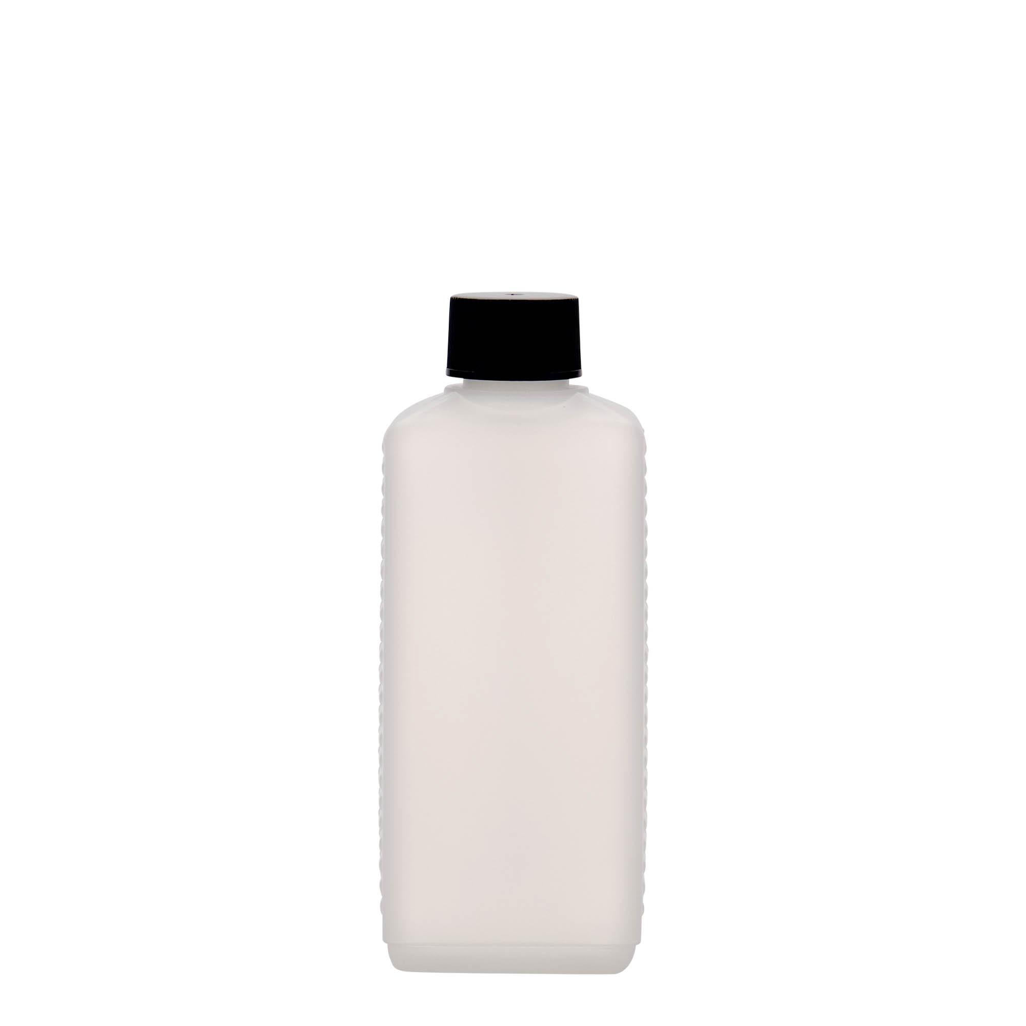 250 ml kanisterflaska, rektangulär, HDPE-plast, natur, öppning: DIN 25 EPE