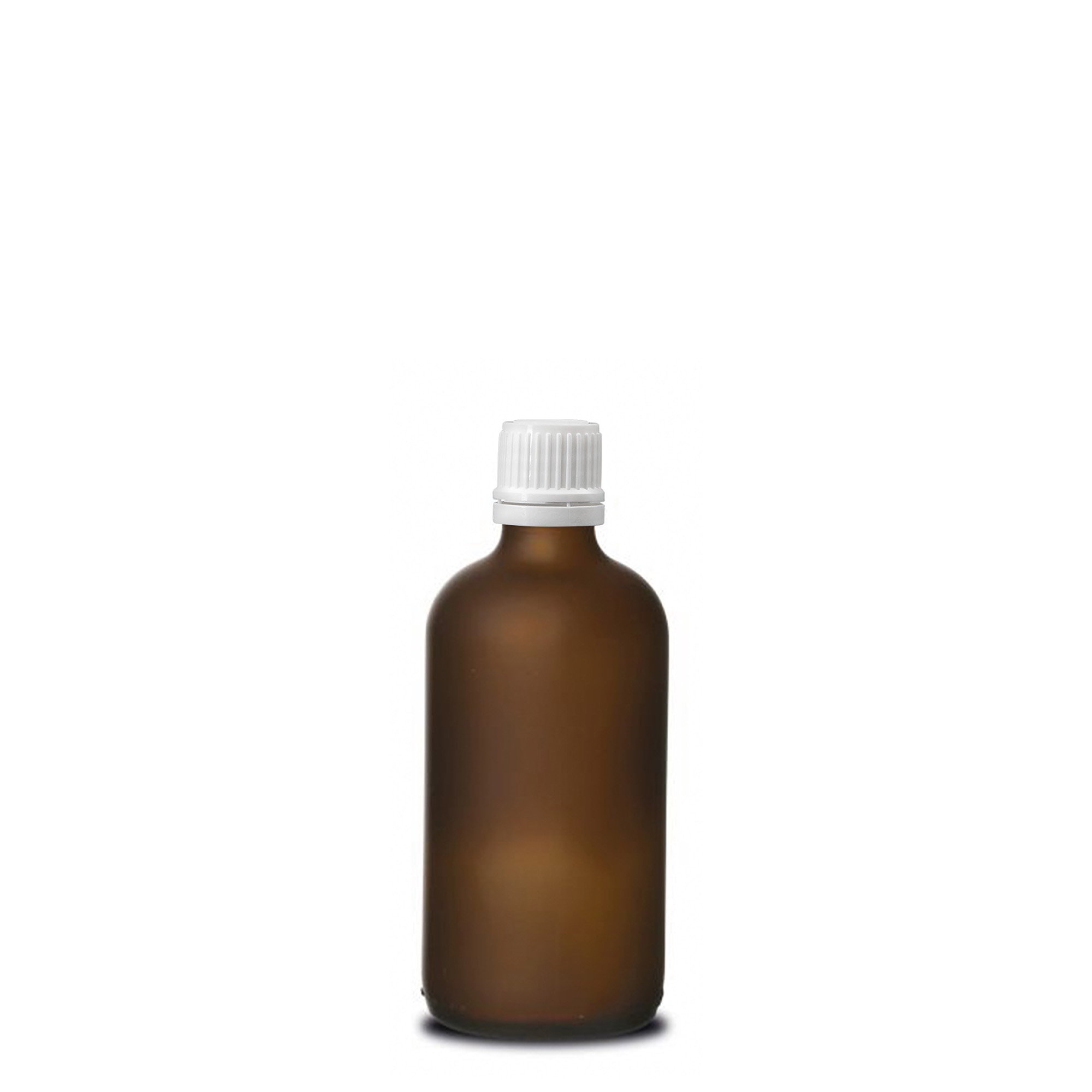 100 ml medicinflaska, glas, brun frostad, mynning: DIN 18