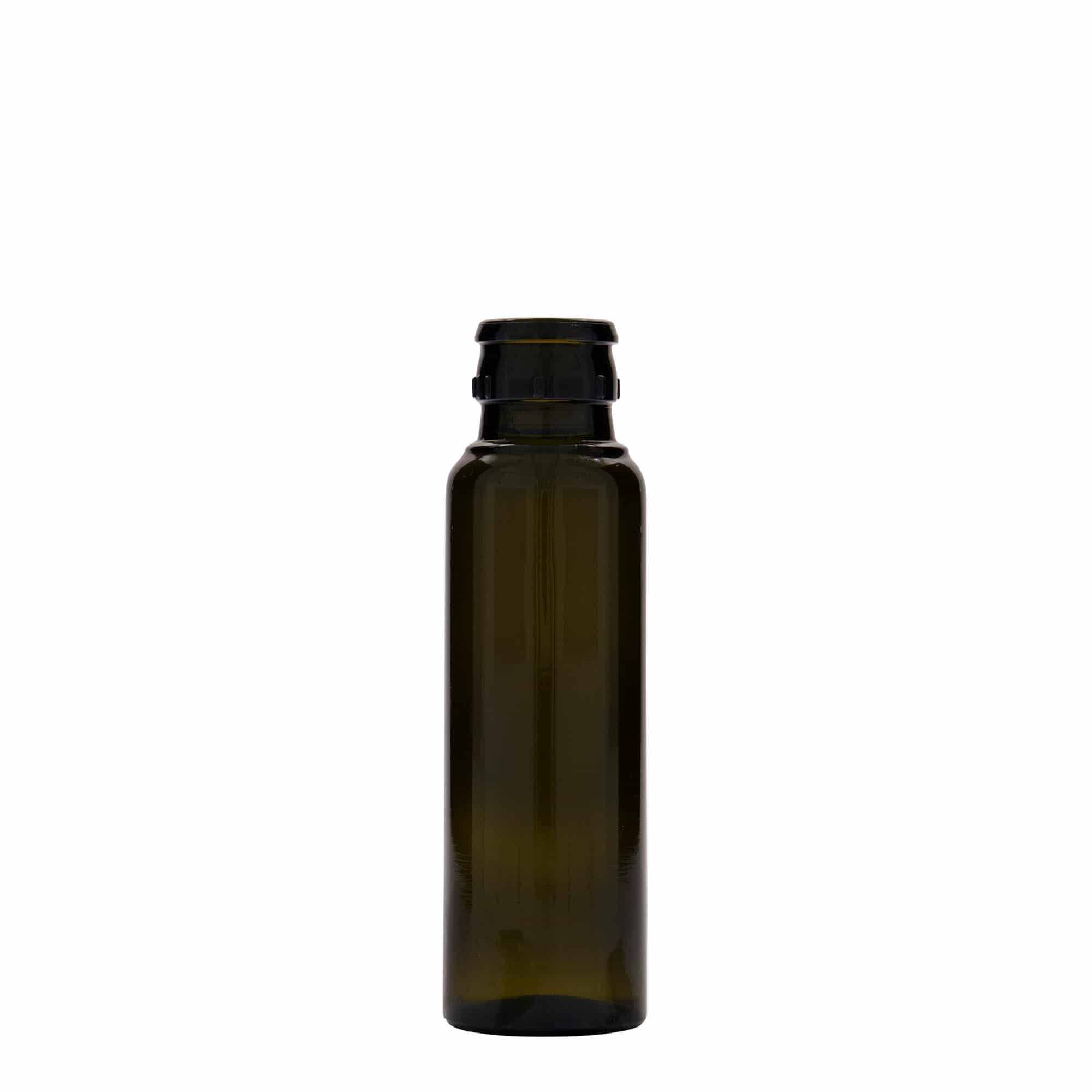 100 ml vinäger-/oljeflaska 'Willy New', glas, antikgrön, mynning: DOP