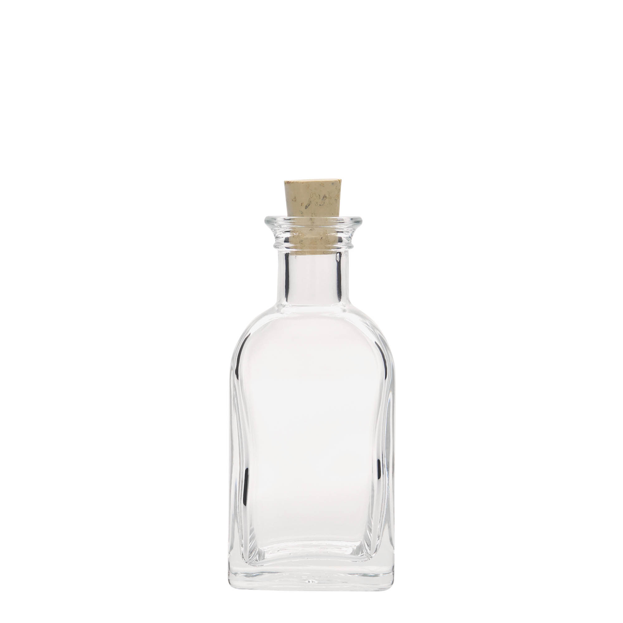 100 ml glasflaska Apotekar Carré, kvadratisk, öppning: kork 100 ml glasflaska Apotekar Carré, kvadratisk, öppning: kork