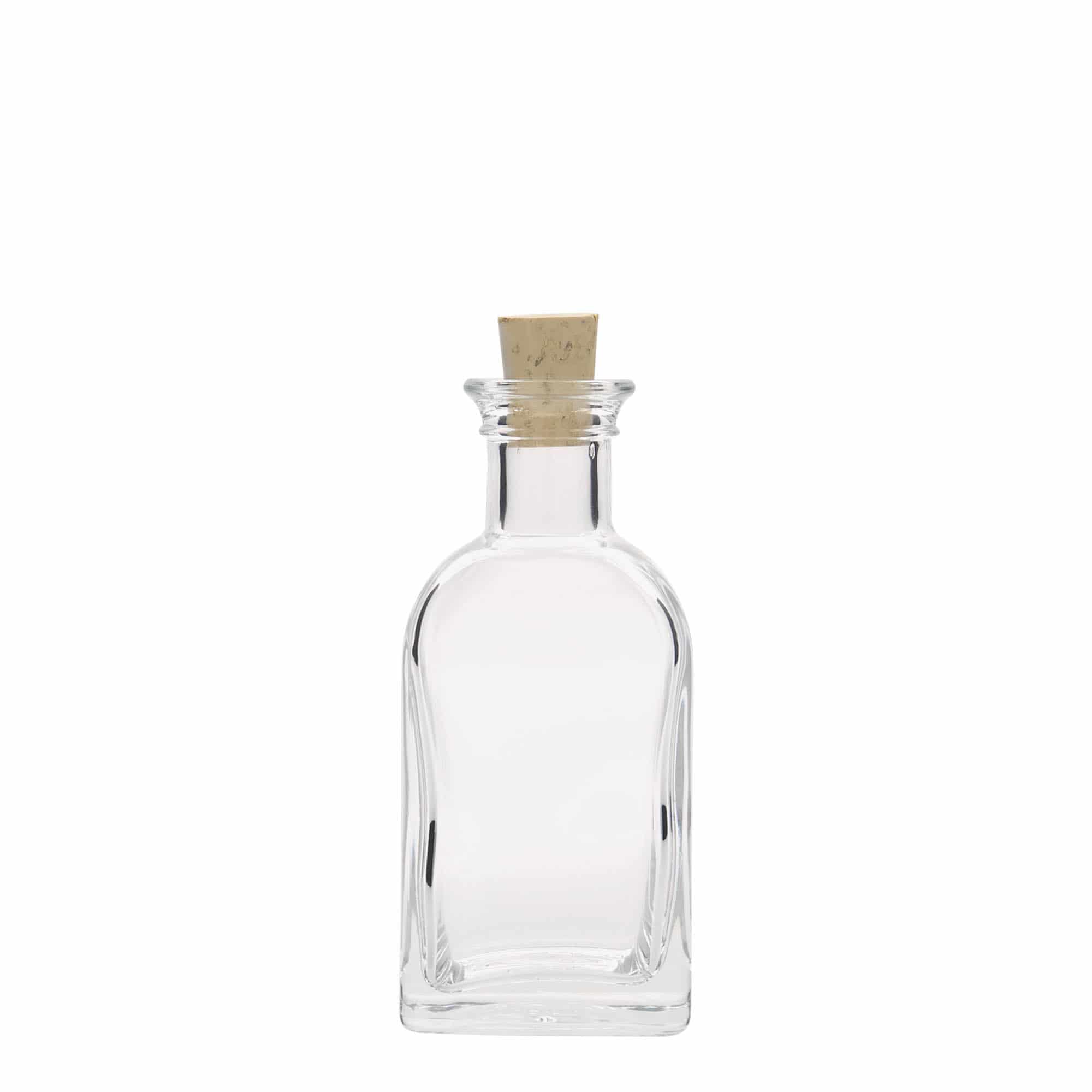 100 ml glasflaska Apotekar Carré, kvadratisk, öppning: kork