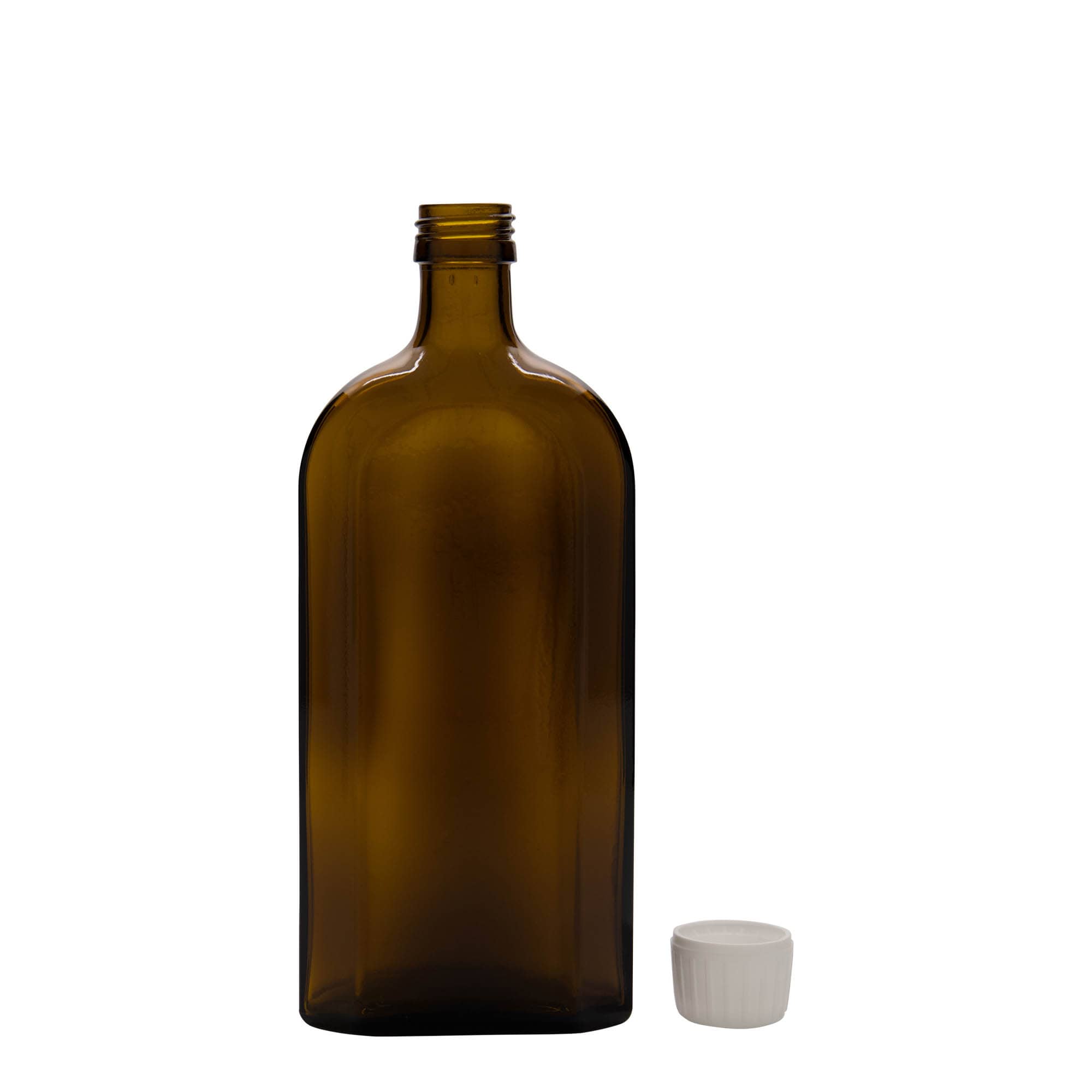 500 ml medicinflaska Meplat, oval, glas, brun, öppning: PP 28