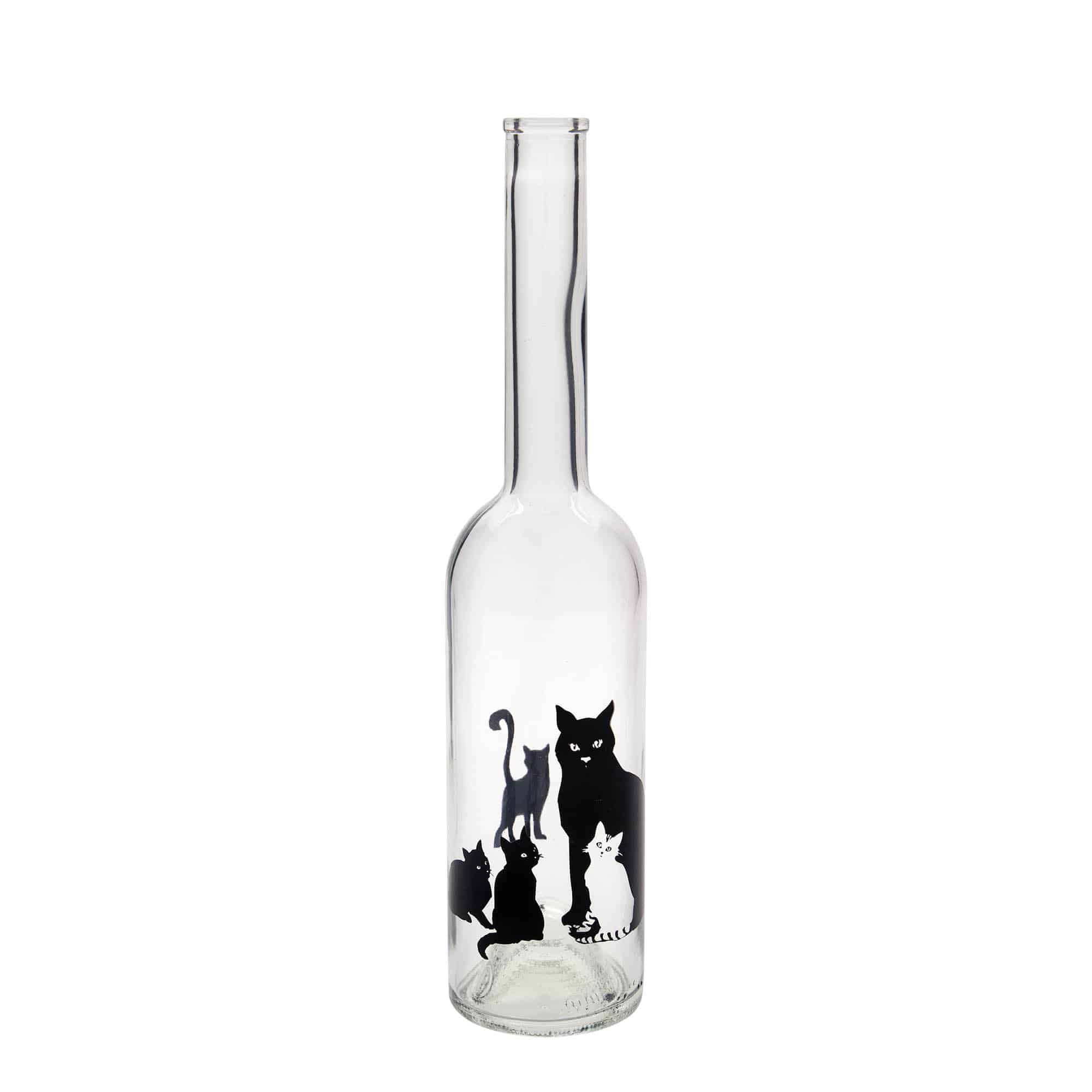 500 ml glasflaska 'Opera', motiv: katter, öppning: kork