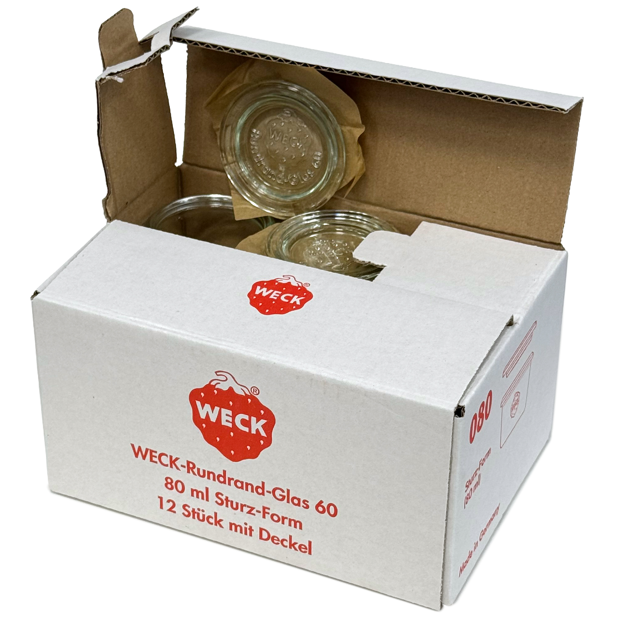 12x 80 ml WECK-störtglas med glaslock RR 60